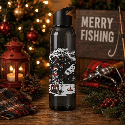 Merry Fishing Christmas Water Bottle – Skeleton Fishing Bottle - SJM Print Store