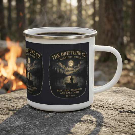 Midnight Water Late Nights and Last Casts Enamel Mug - SJM Print Store