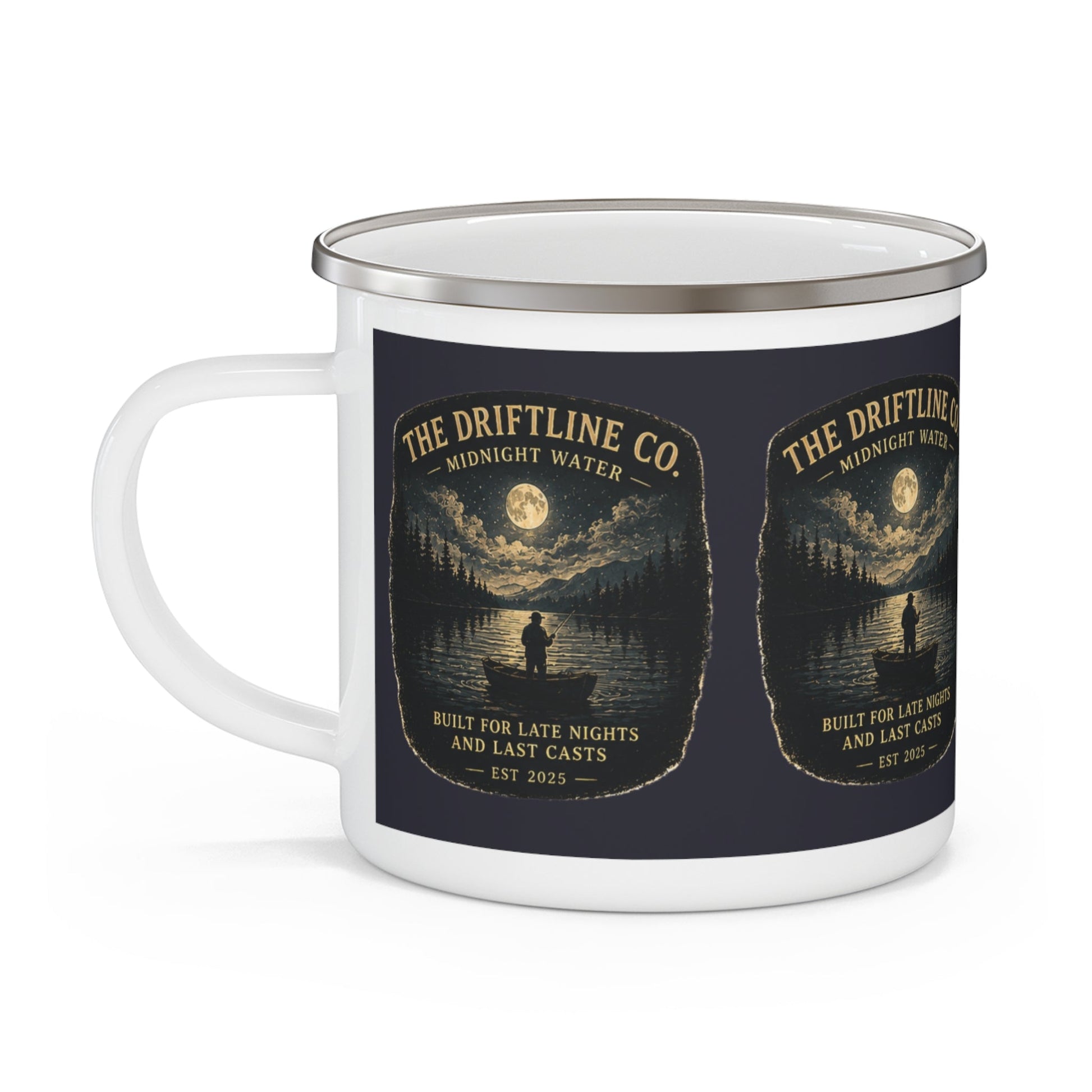 Midnight Water Late Nights and Last Casts Enamel Mug - SJM Print Store