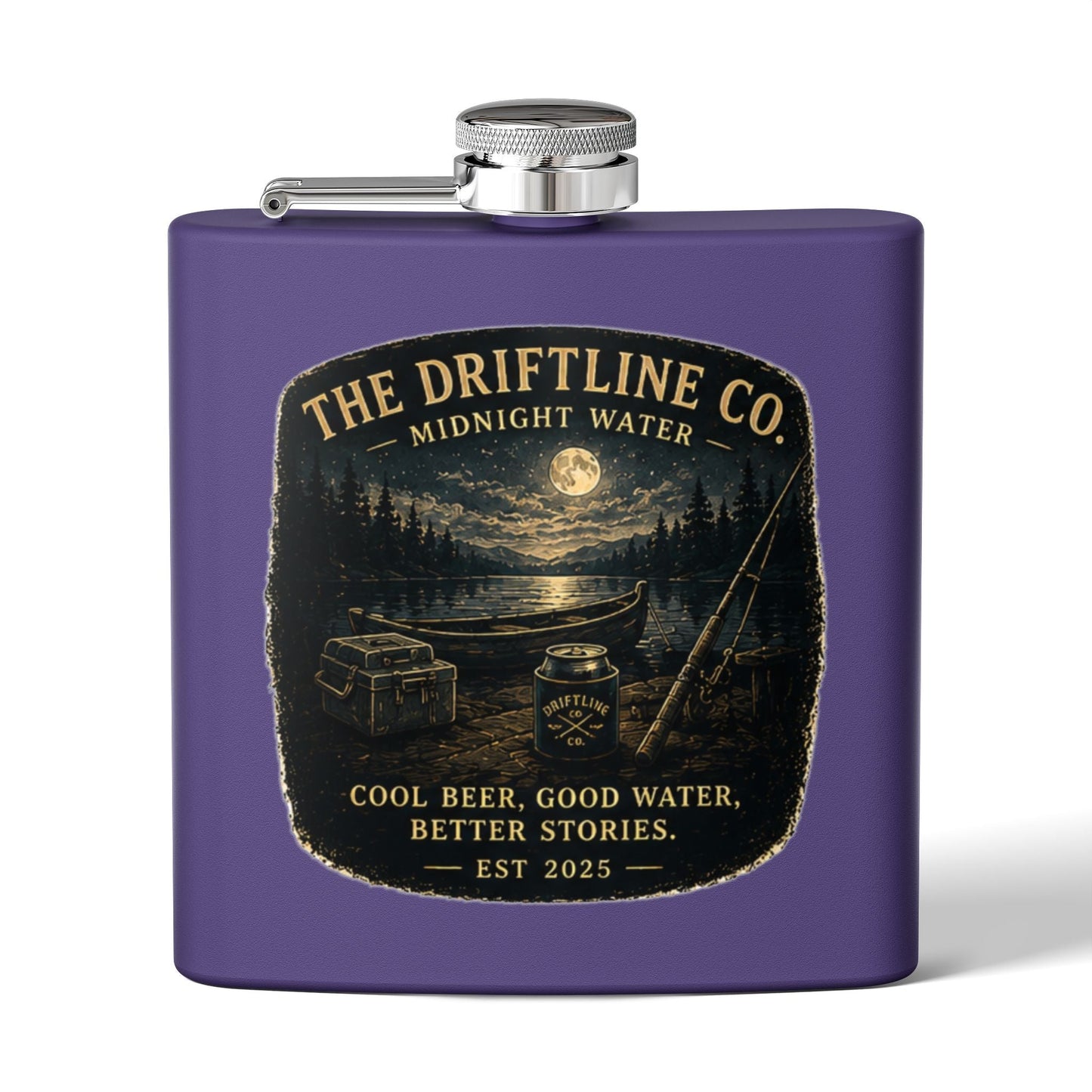 Midnight Water Stainless Steel Hip Flask - SJM Print Store