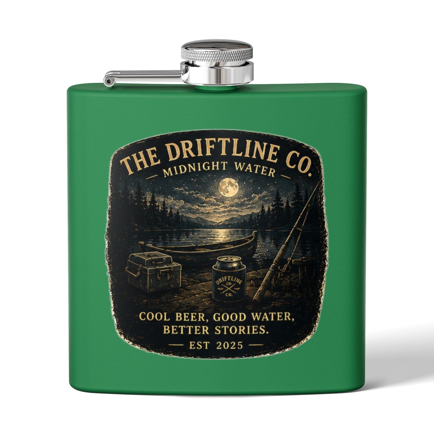Midnight Water Stainless Steel Hip Flask - SJM Print Store