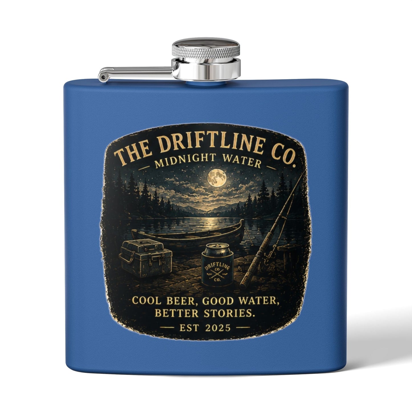 Midnight Water Stainless Steel Hip Flask - SJM Print Store