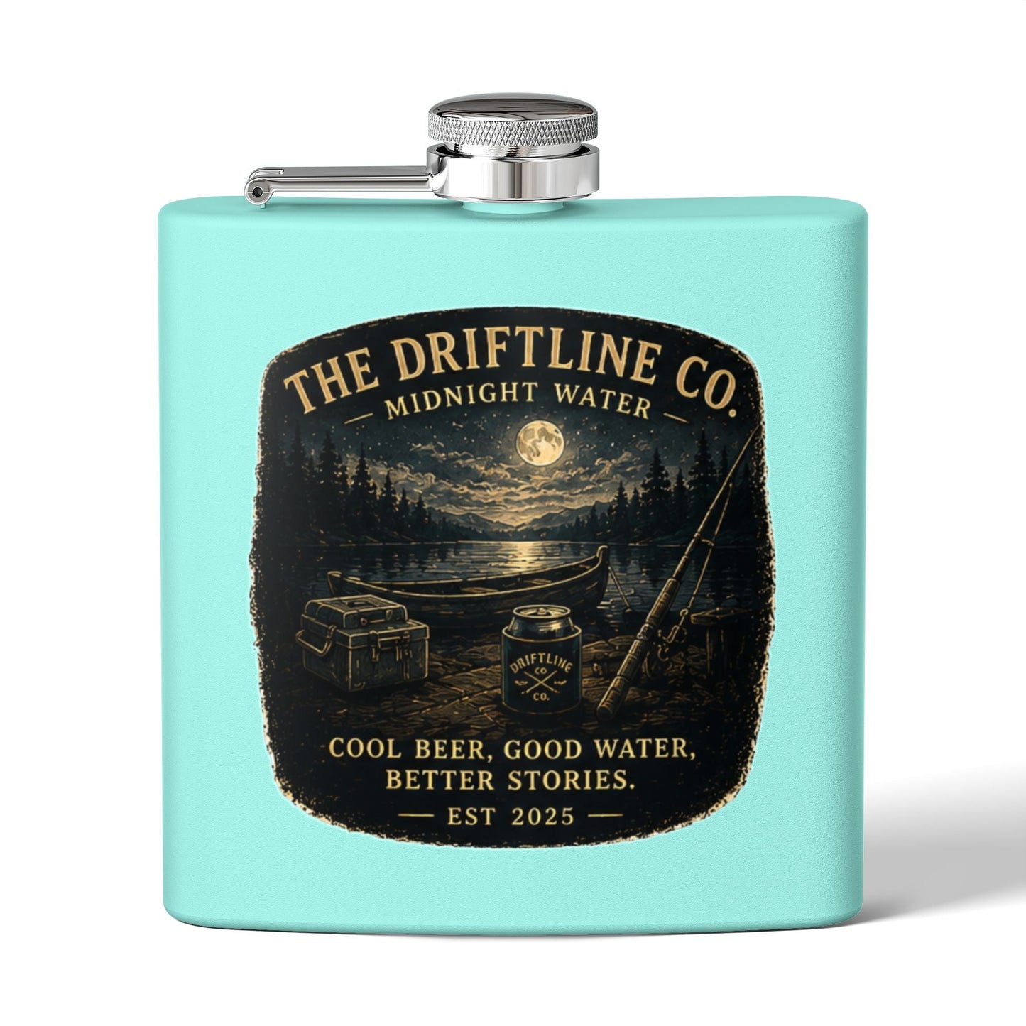 Midnight Water Stainless Steel Hip Flask - SJM Print Store