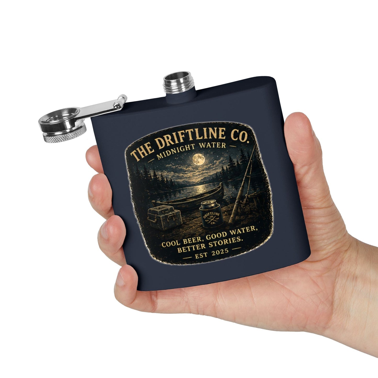 Midnight Water Stainless Steel Hip Flask - SJM Print Store