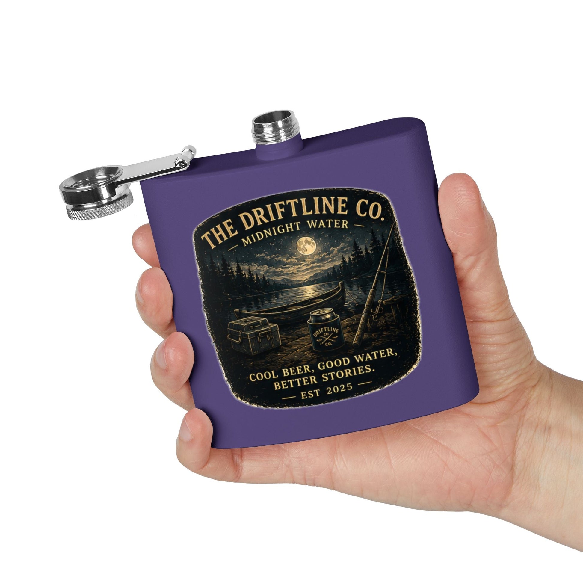 Midnight Water Stainless Steel Hip Flask - SJM Print Store