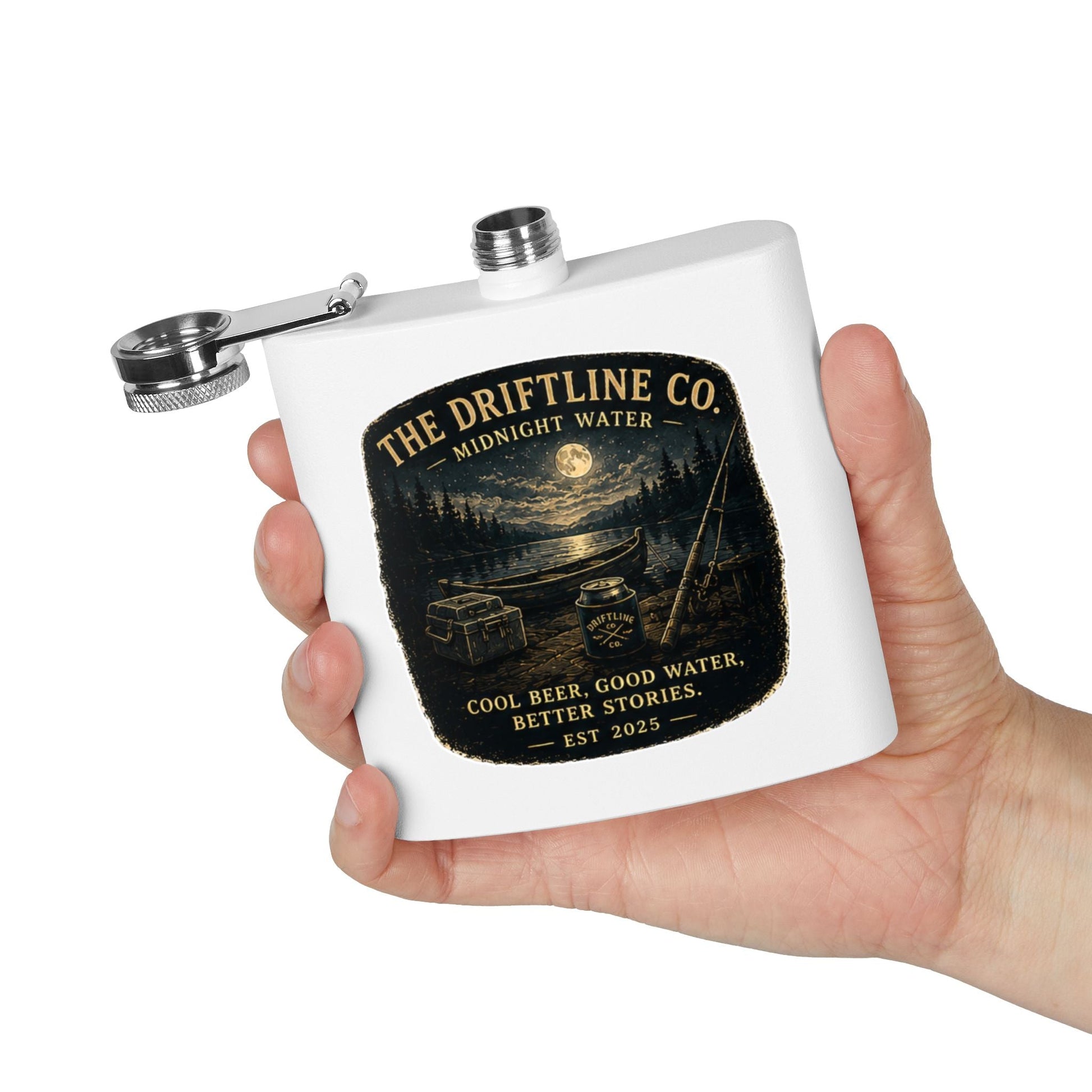 Midnight Water Stainless Steel Hip Flask - SJM Print Store