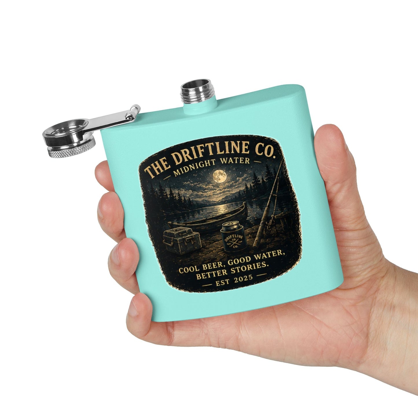 Midnight Water Stainless Steel Hip Flask - SJM Print Store