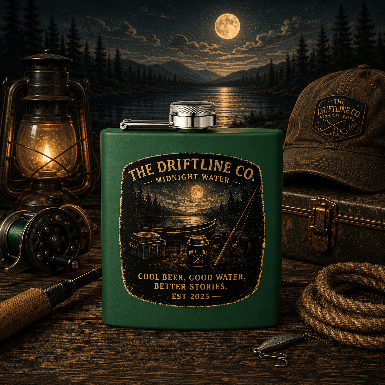 Midnight Water Stainless Steel Hip Flask - SJM Print Store