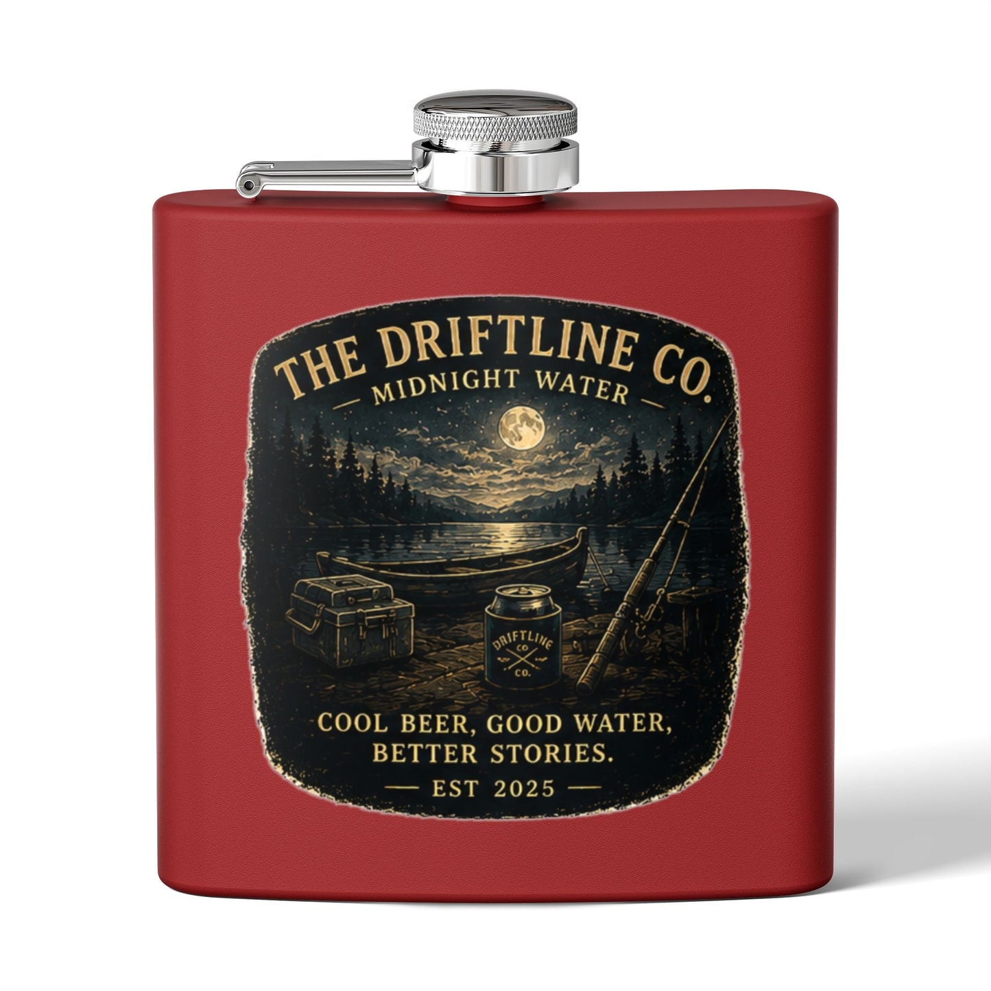 Midnight Water Stainless Steel Hip Flask - SJM Print Store