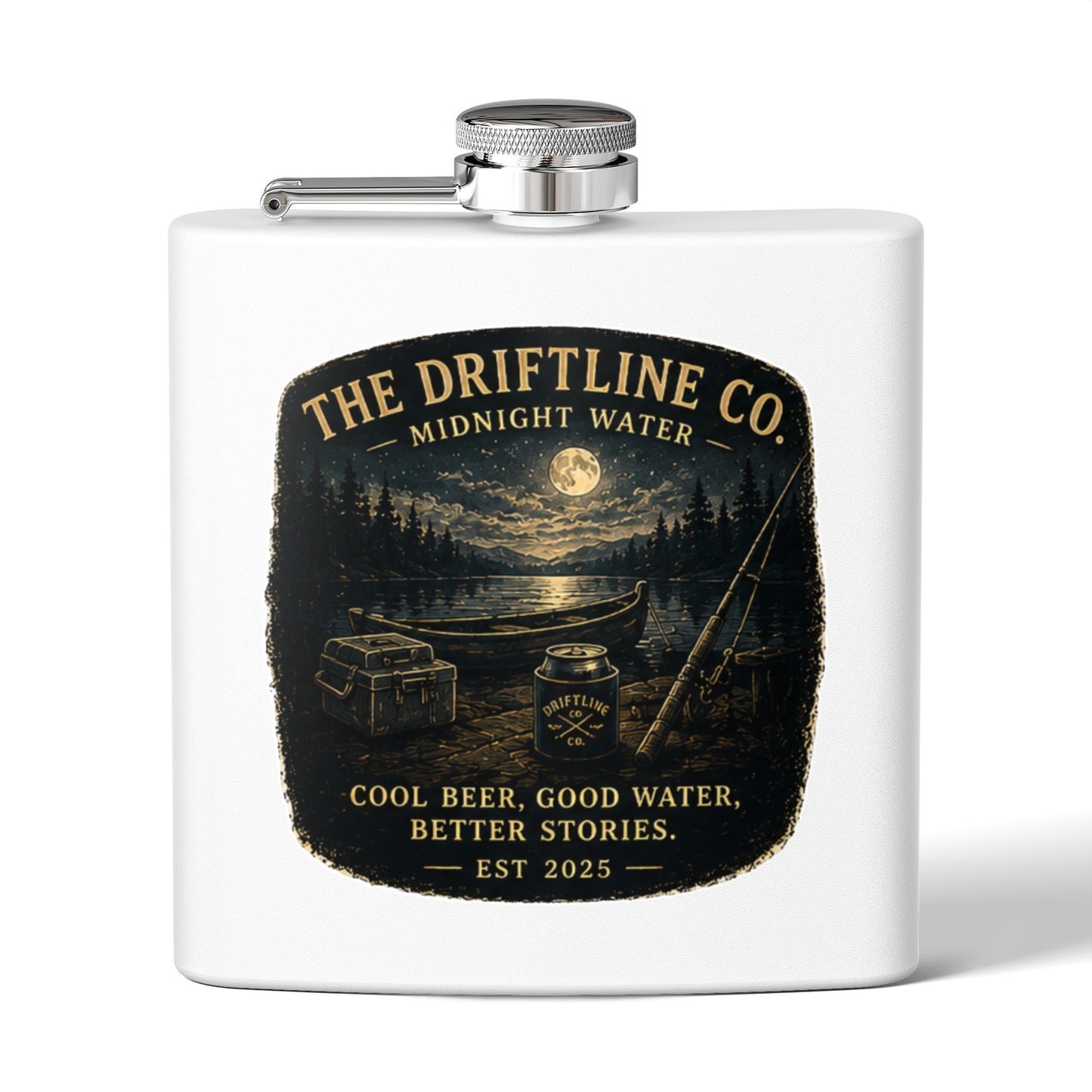 Midnight Water Stainless Steel Hip Flask - SJM Print Store