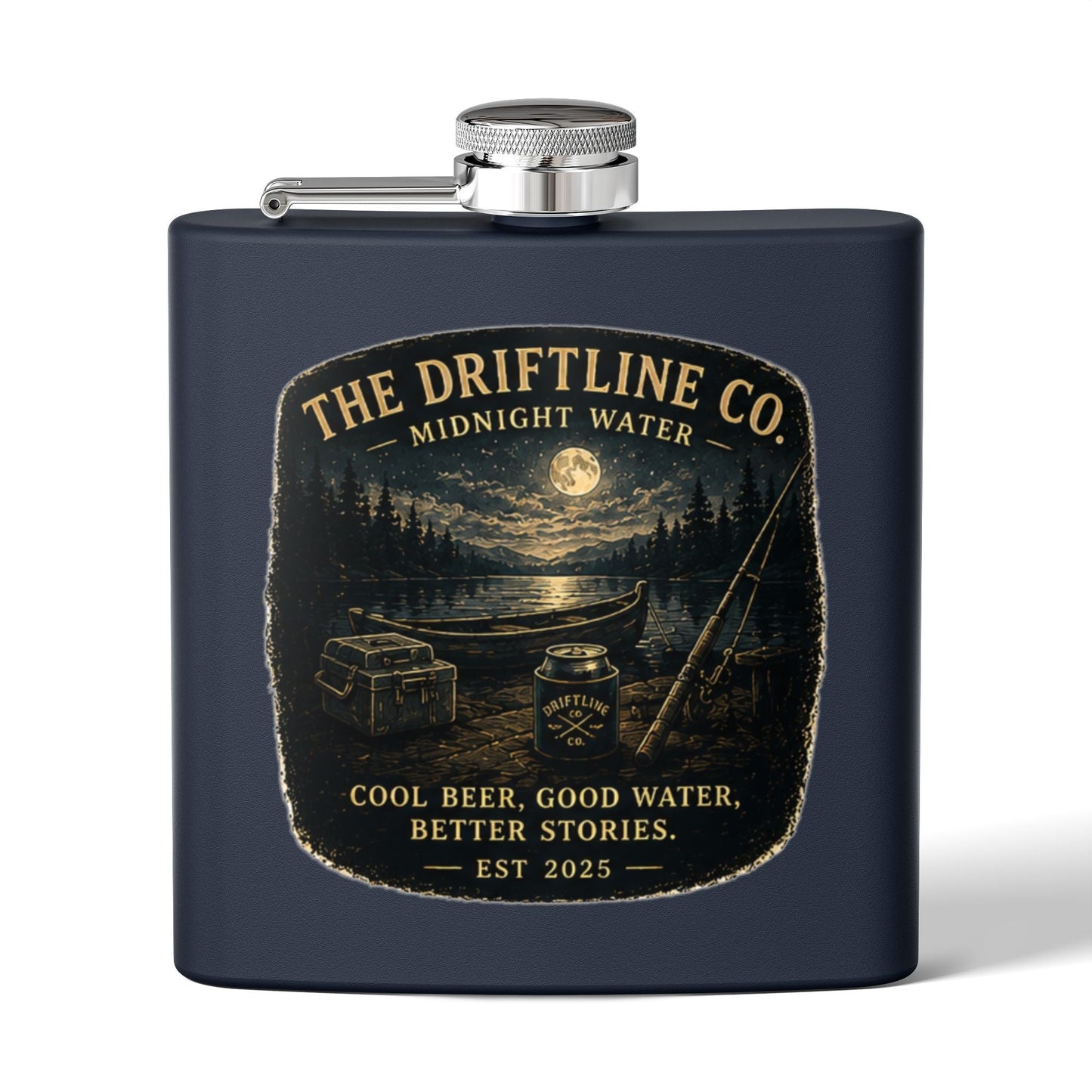 Midnight Water Stainless Steel Hip Flask - SJM Print Store