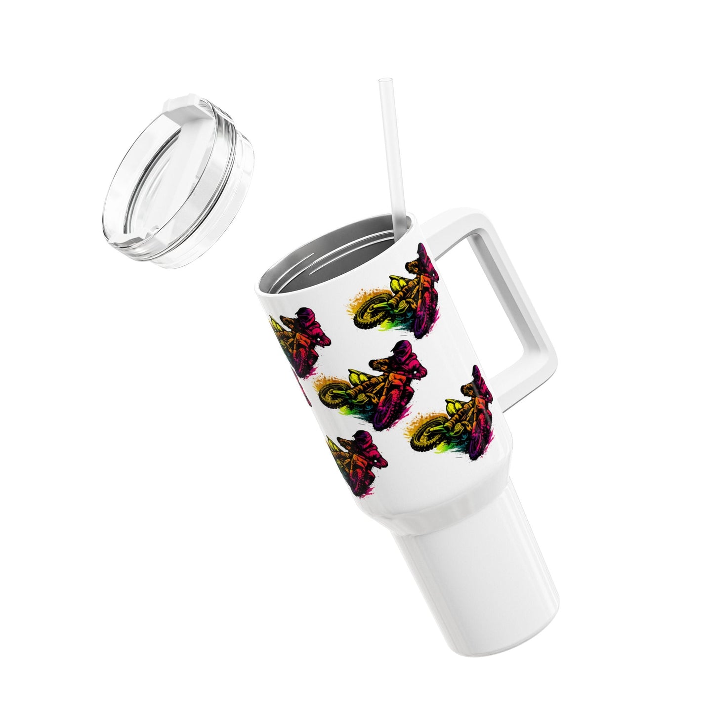 Motocross 40oz Insulated Tumbler Vibrant Moto Mug - SJM Print Store