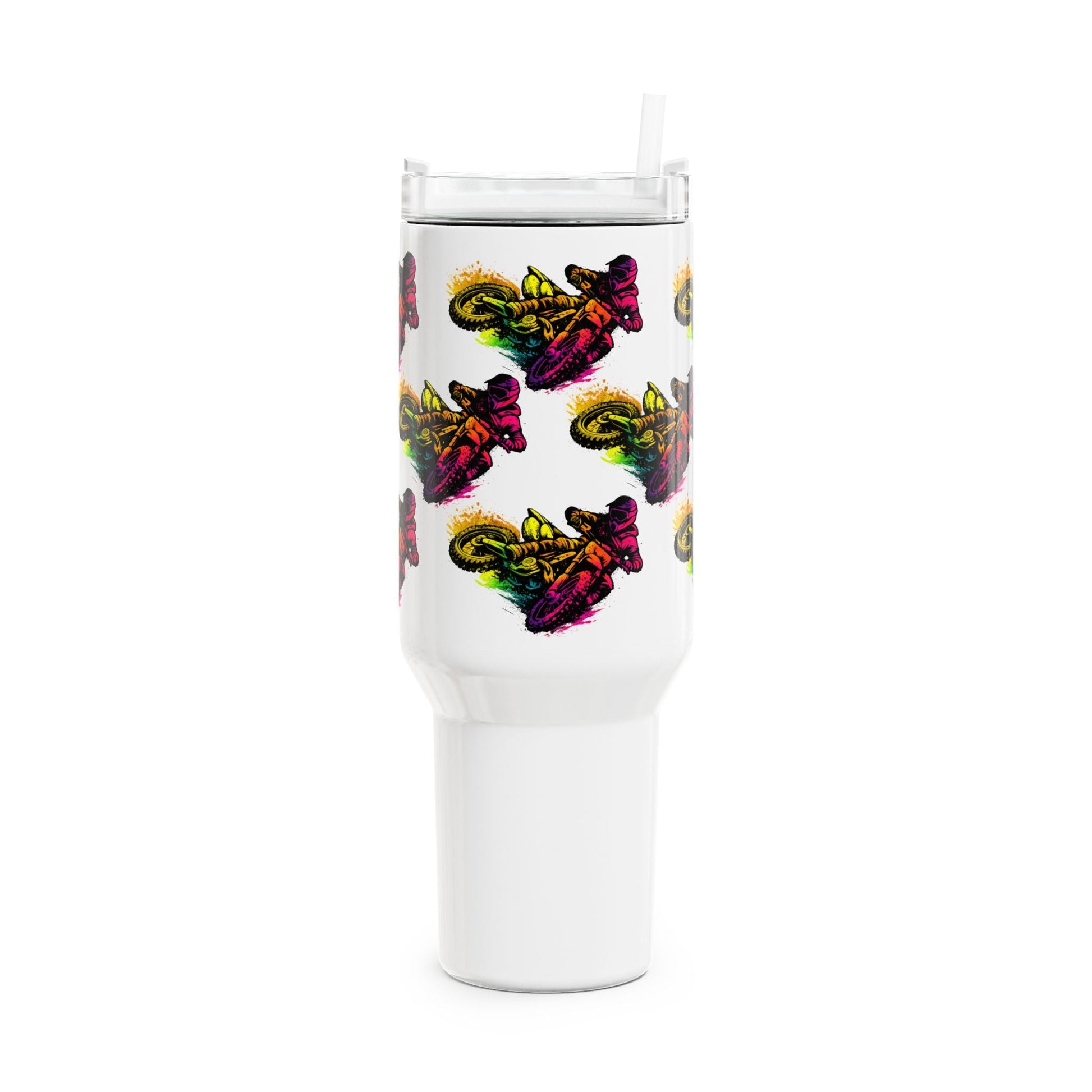 Motocross 40oz Insulated Tumbler Vibrant Moto Mug - SJM Print Store