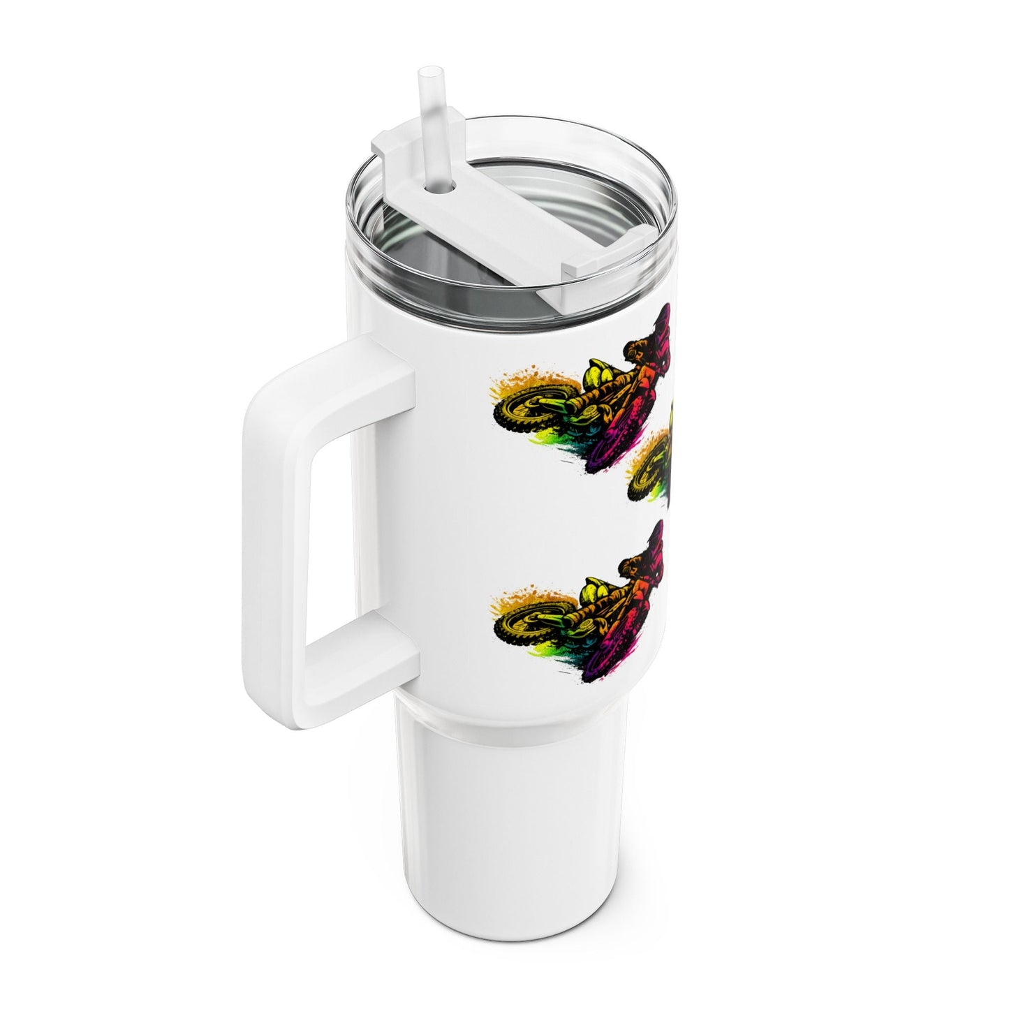 Motocross 40oz Insulated Tumbler Vibrant Moto Mug - SJM Print Store