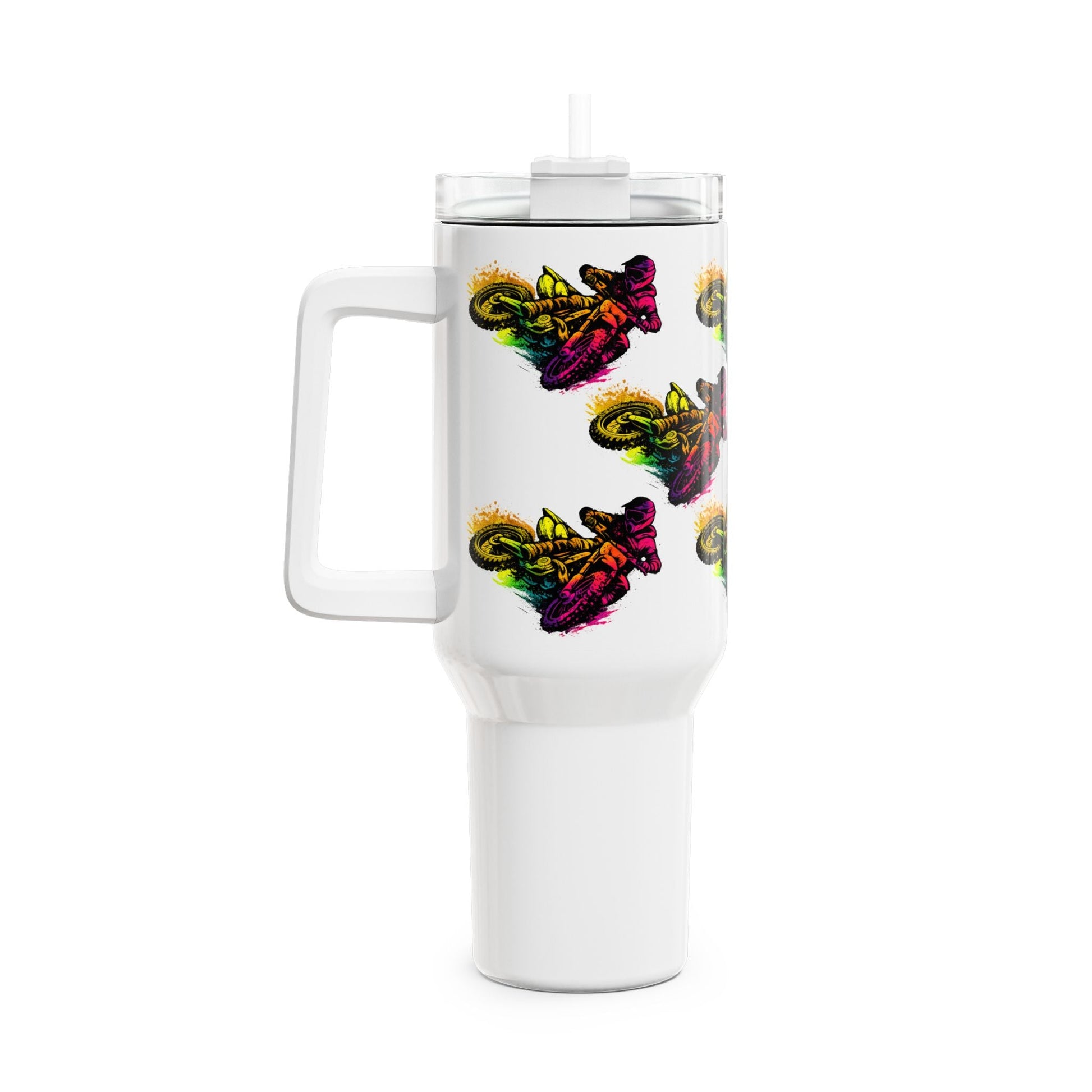 Motocross 40oz Insulated Tumbler Vibrant Moto Mug - SJM Print Store