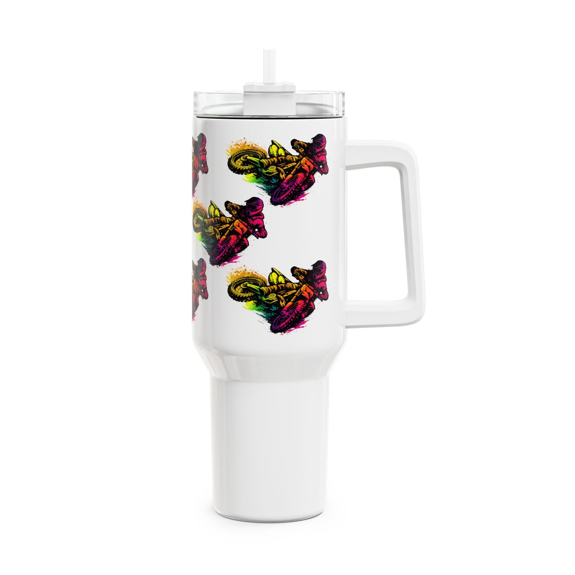 Motocross 40oz Insulated Tumbler Vibrant Moto Mug - SJM Print Store