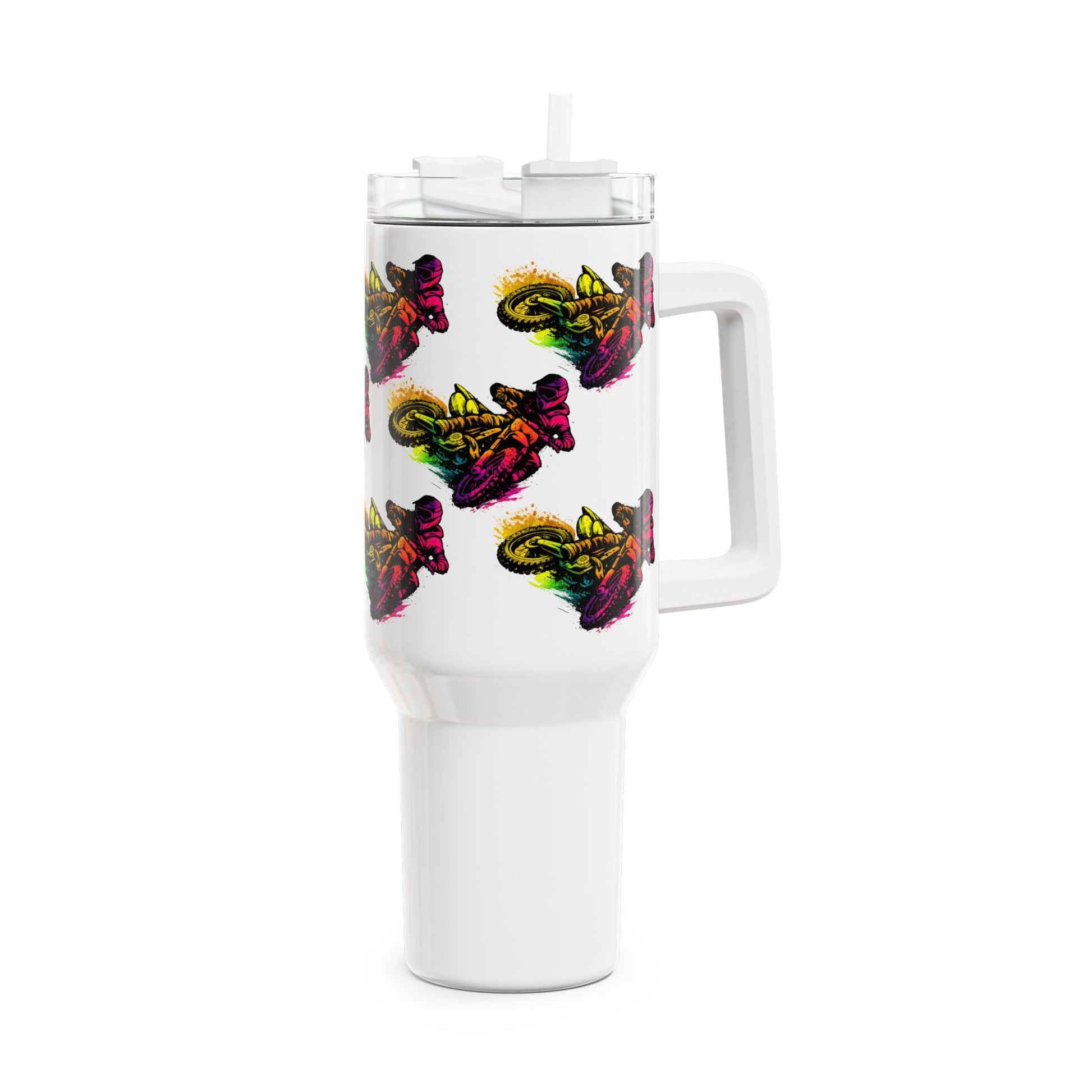 Motocross 40oz Insulated Tumbler Vibrant Moto Mug - SJM Print Store
