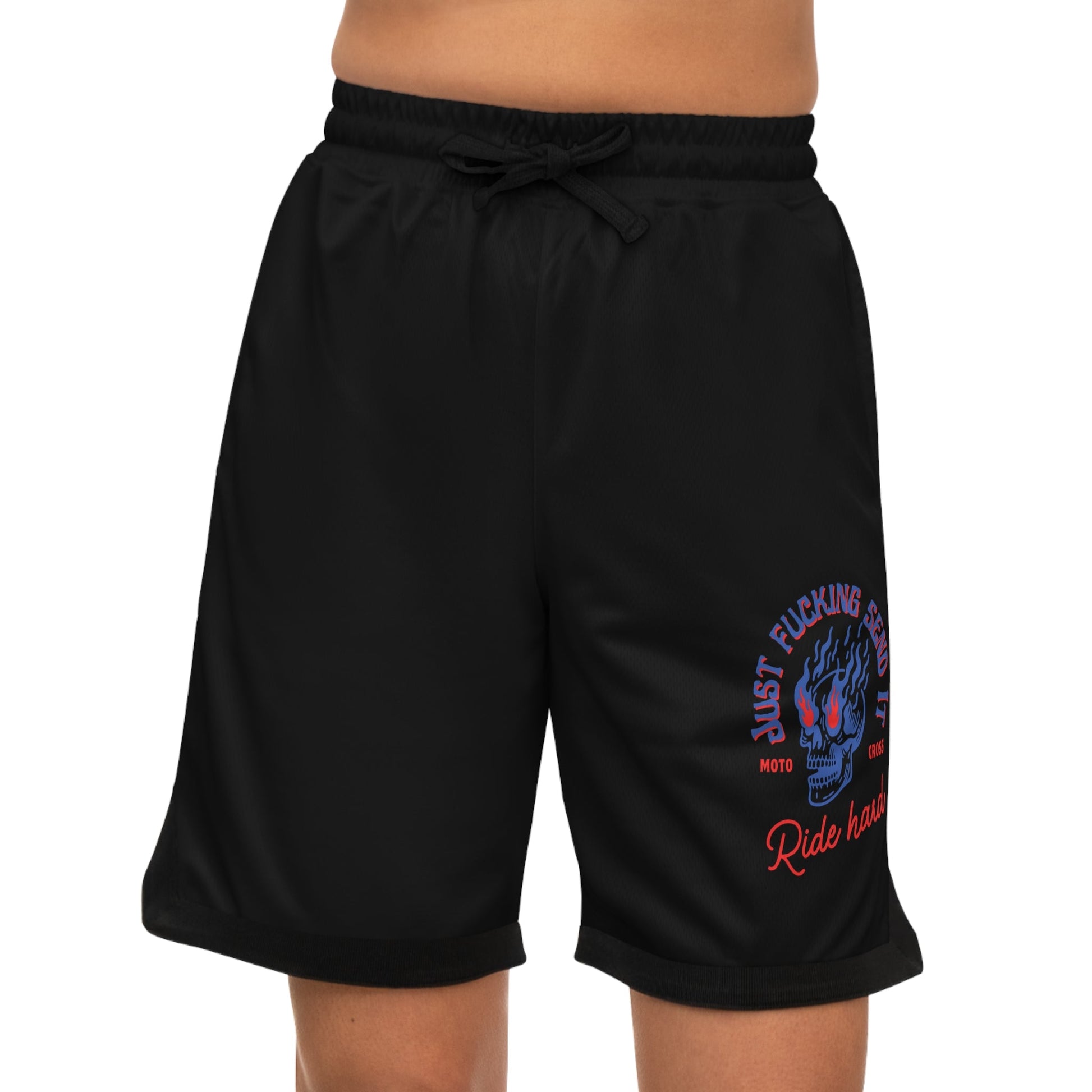 Motocross Just F'ing Send It Basketball Rib Shorts with Pockets - SJM Print Store