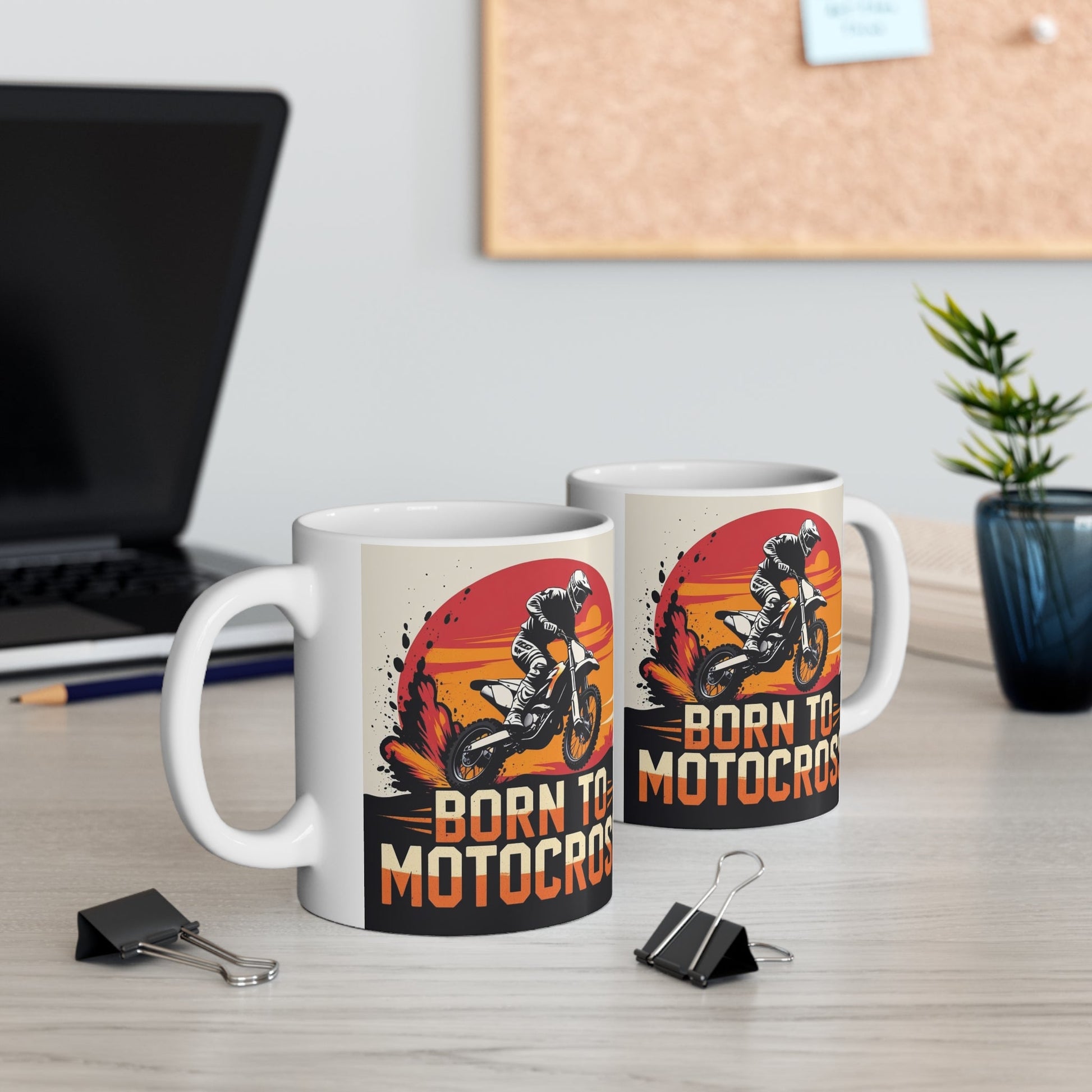 Motocross Mug - Born to Motocross Coffee or Tea Cup, Perfect Gift for Dirt Bike Lovers, Riders, Sports Fans, Birthday or Celebration - SJM Print Store