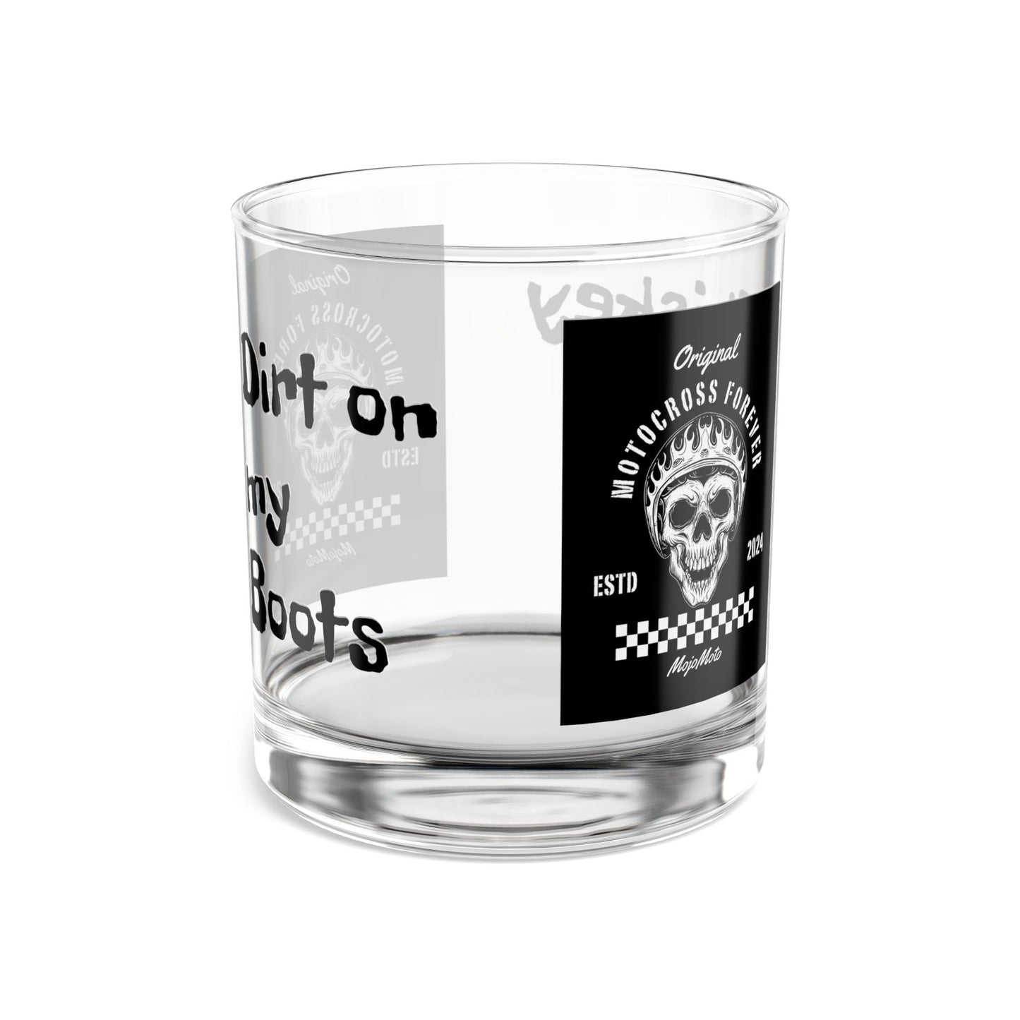 Motorcross Whiskey Rocks Glass - 10oz - Perfect for Riders and Enthusiasts Alike - SJM Print Store