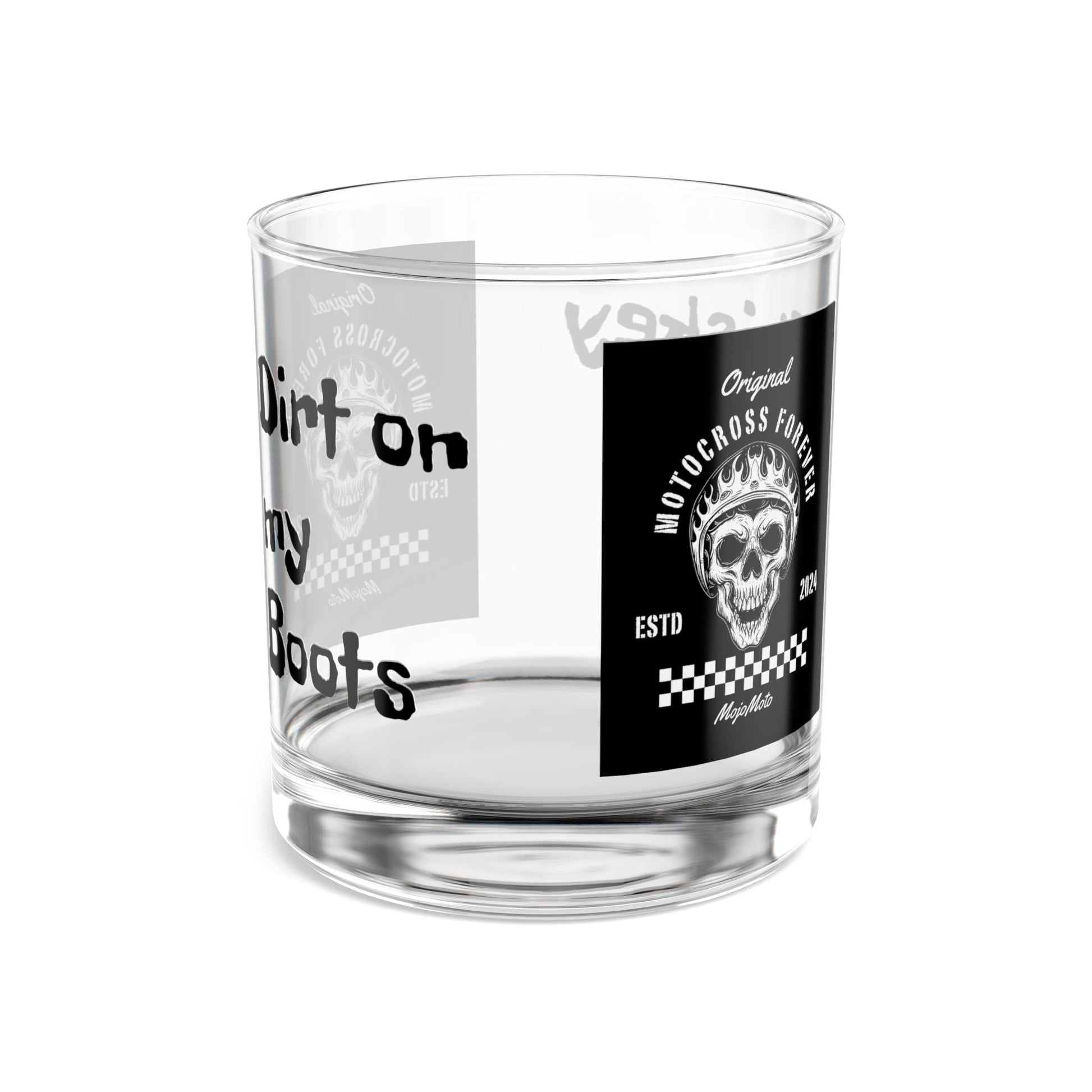 Motorcross Whiskey Rocks Glass - 10oz - Perfect for Riders and Enthusiasts Alike - SJM Print Store