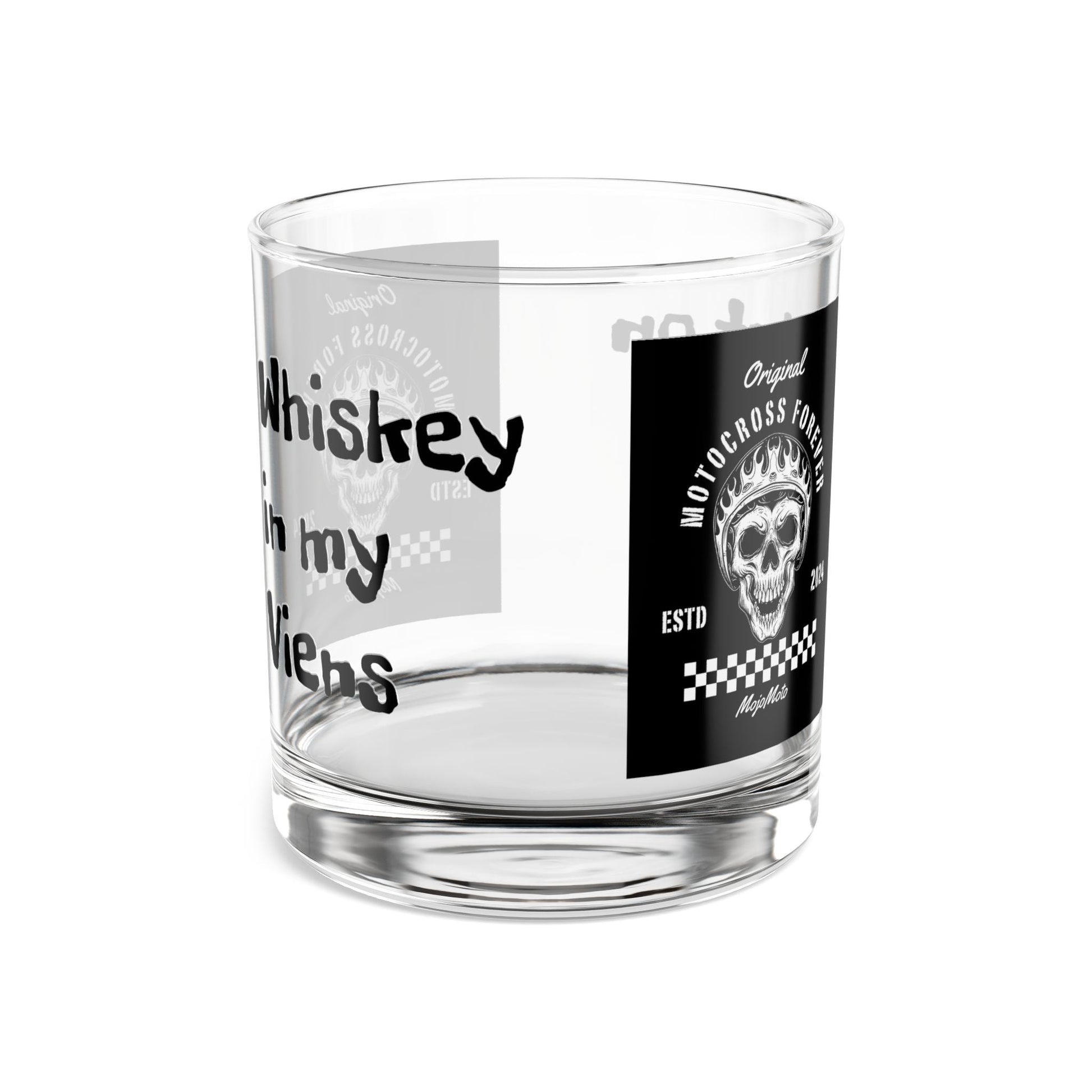 Motorcross Whiskey Rocks Glass - 10oz - Perfect for Riders and Enthusiasts Alike - SJM Print Store