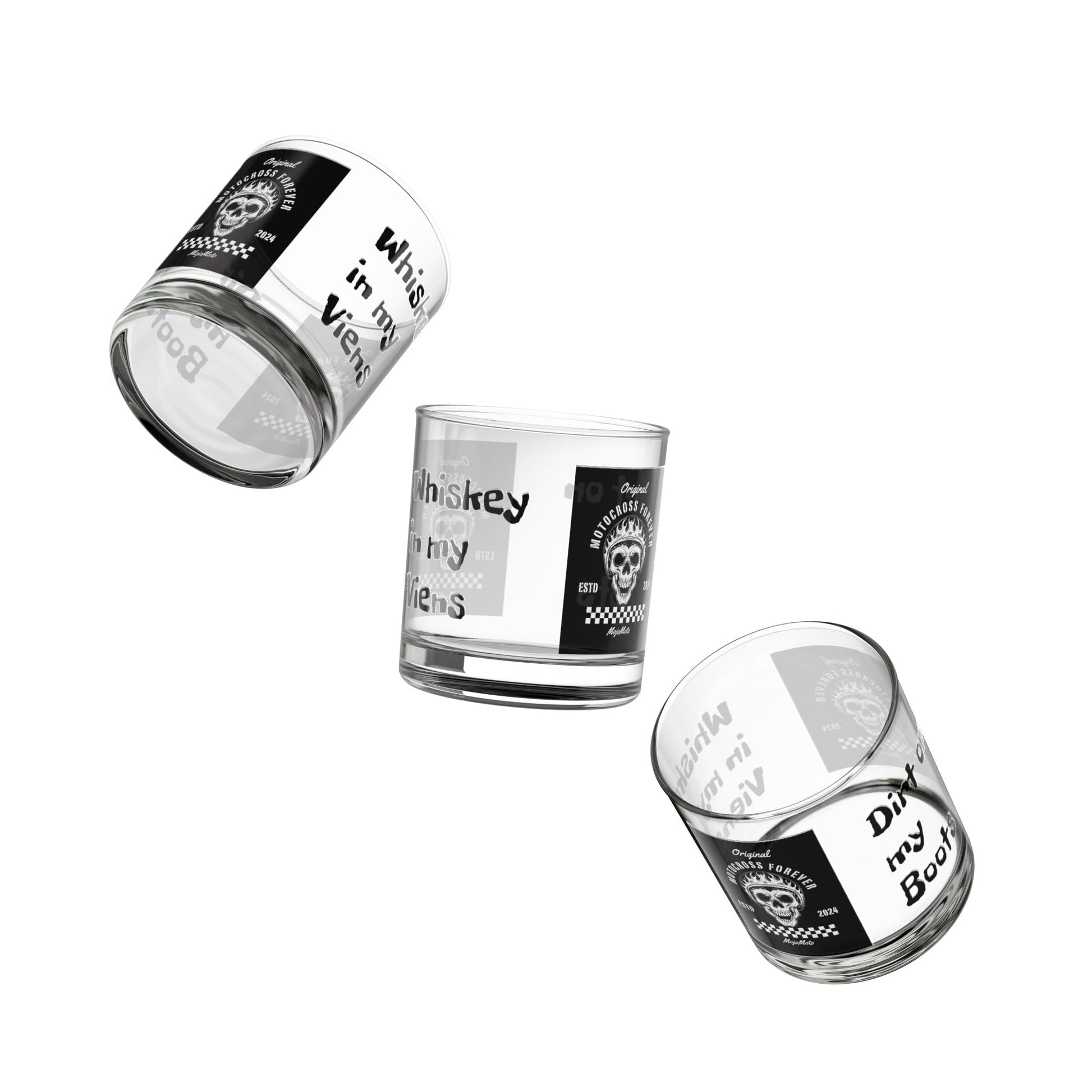 Motorcross Whiskey Rocks Glass - 10oz - Perfect for Riders and Enthusiasts Alike - SJM Print Store