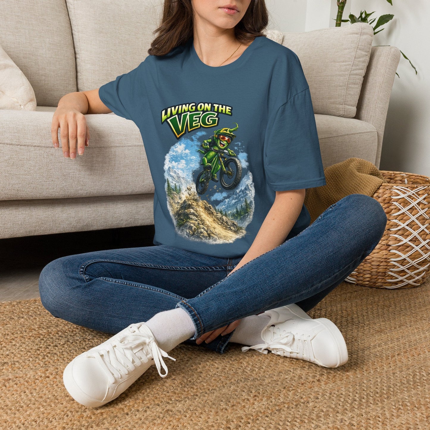Mountain Biking Runner Bean T-Shirt - SJM Print Store