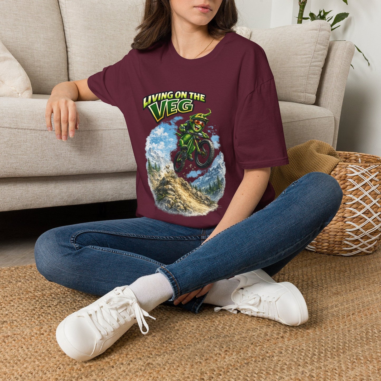 Mountain Biking Runner Bean T-Shirt - SJM Print Store