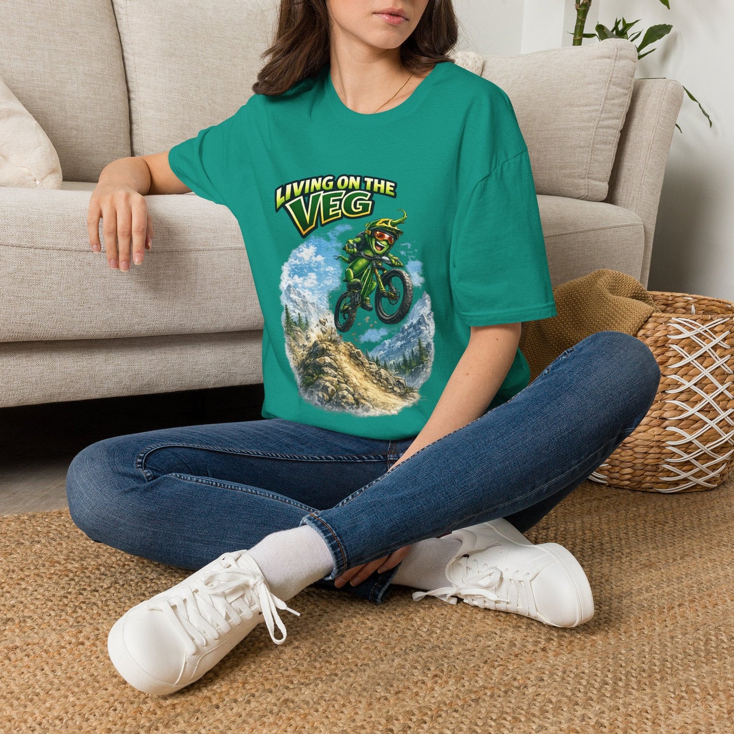 Mountain Biking Runner Bean T-Shirt - SJM Print Store