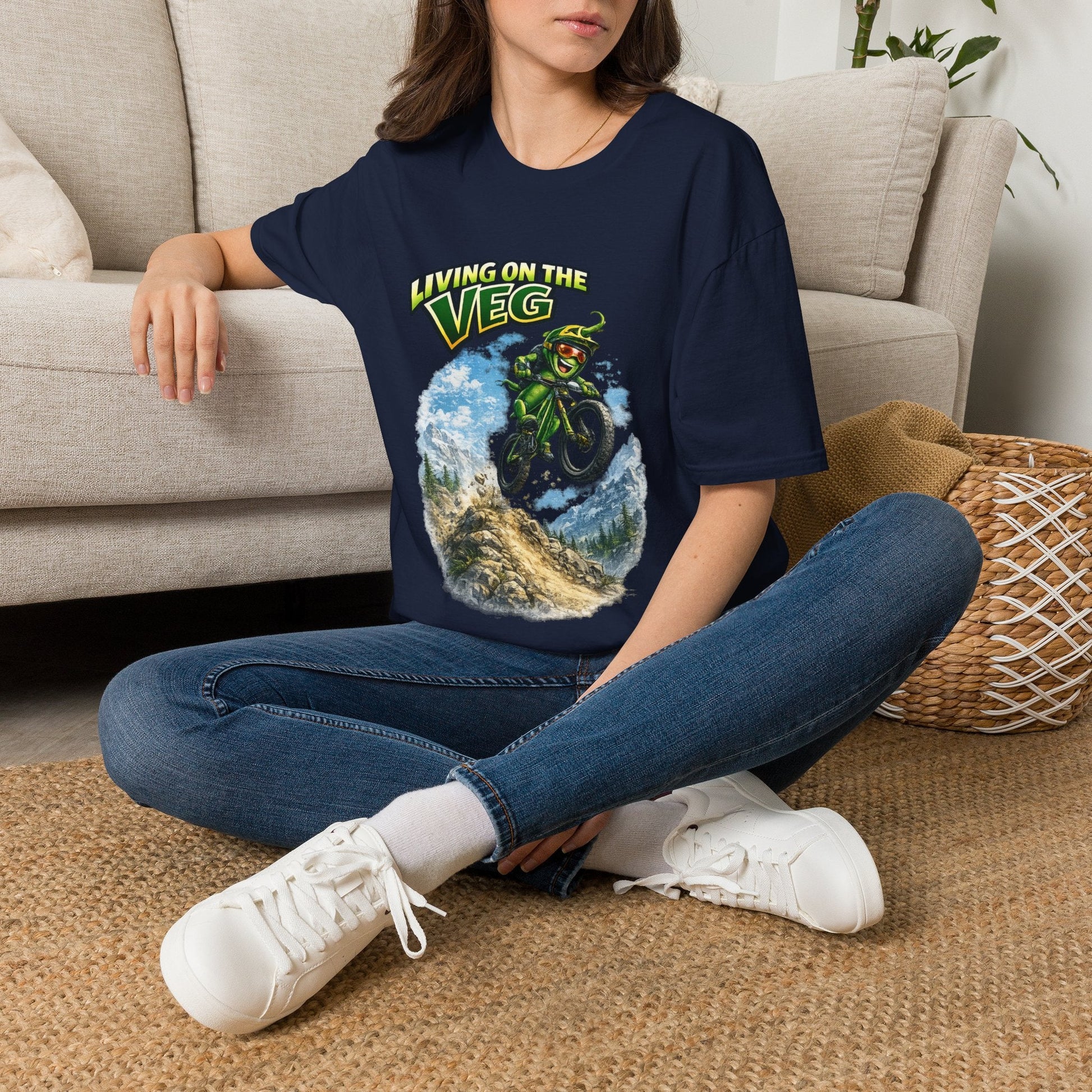 Mountain Biking Runner Bean T-Shirt - SJM Print Store
