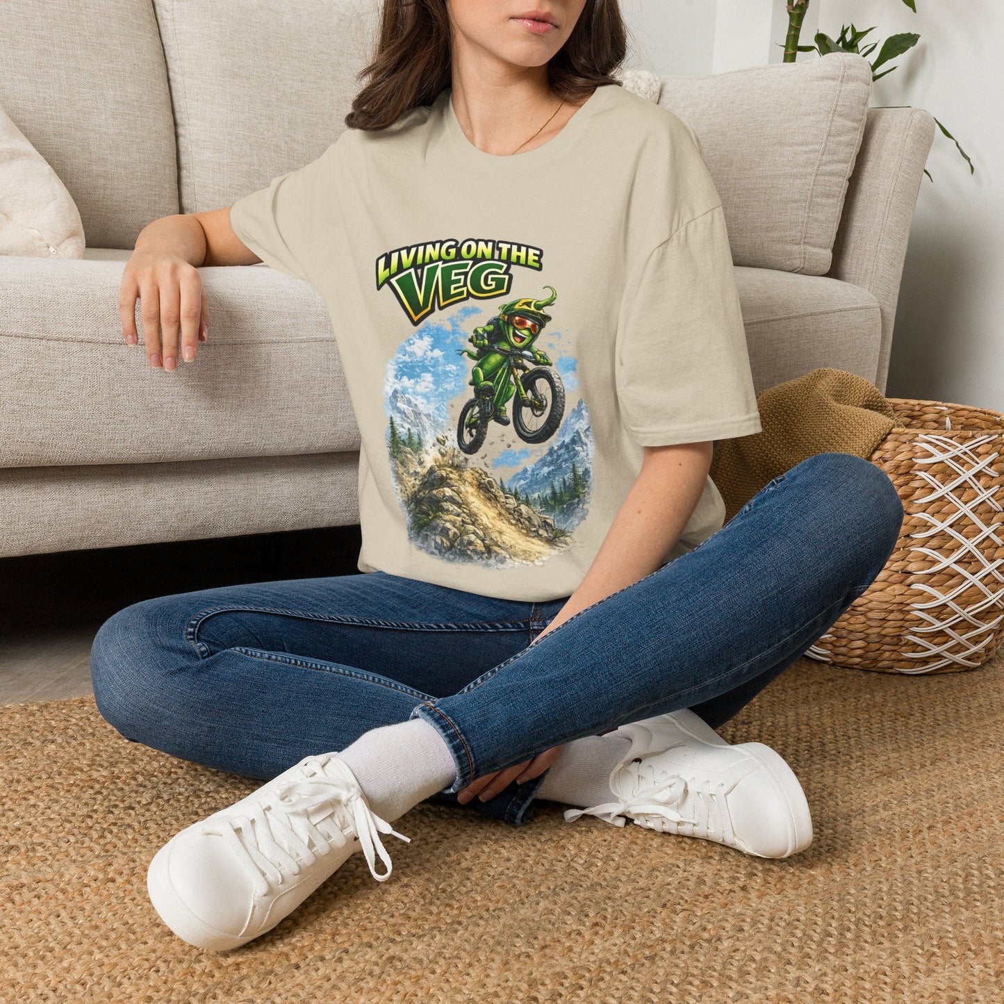 Mountain Biking Runner Bean T-Shirt - SJM Print Store