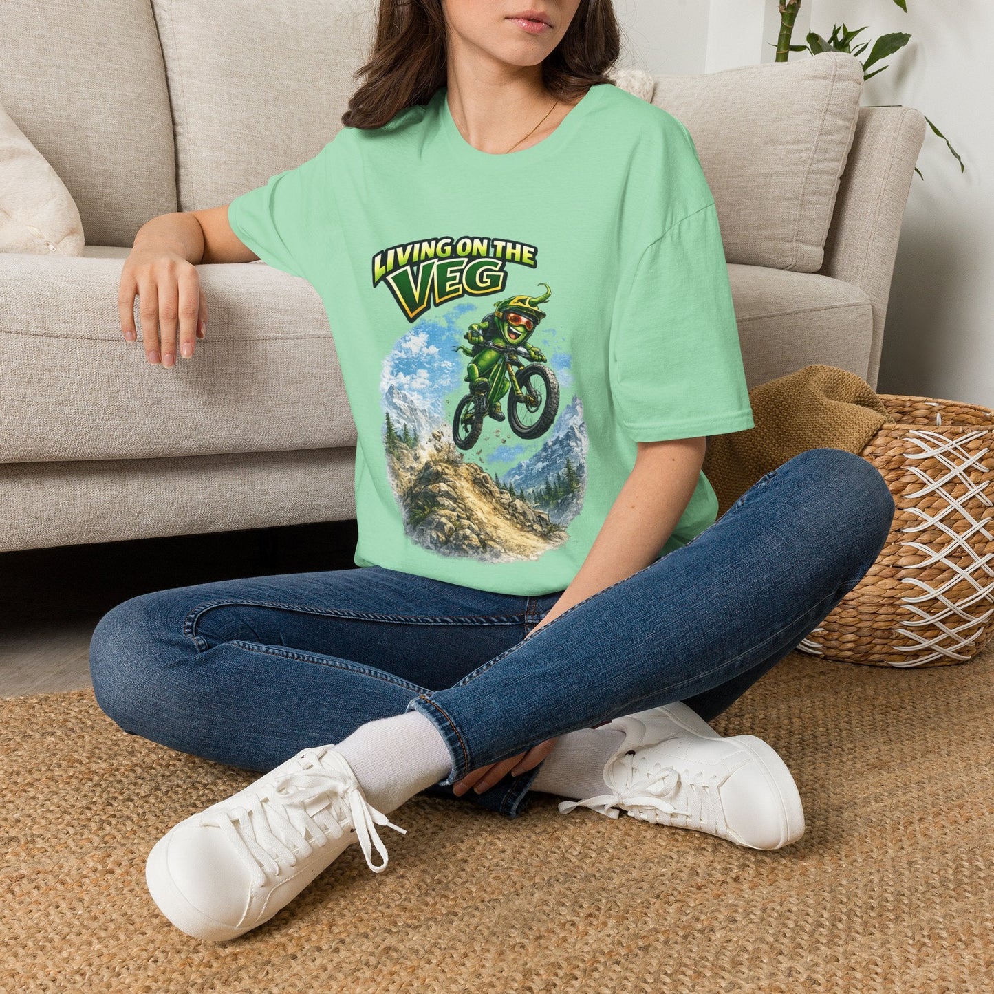 Mountain Biking Runner Bean T-Shirt - SJM Print Store