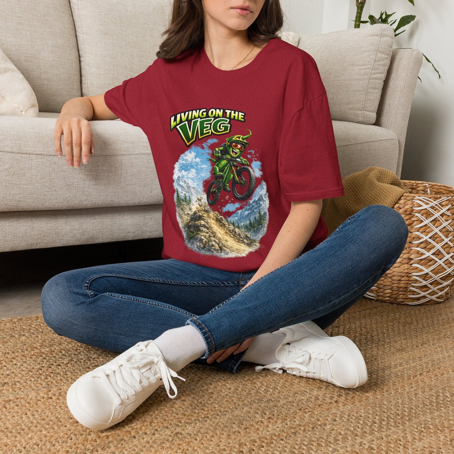 Mountain Biking Runner Bean T-Shirt - SJM Print Store