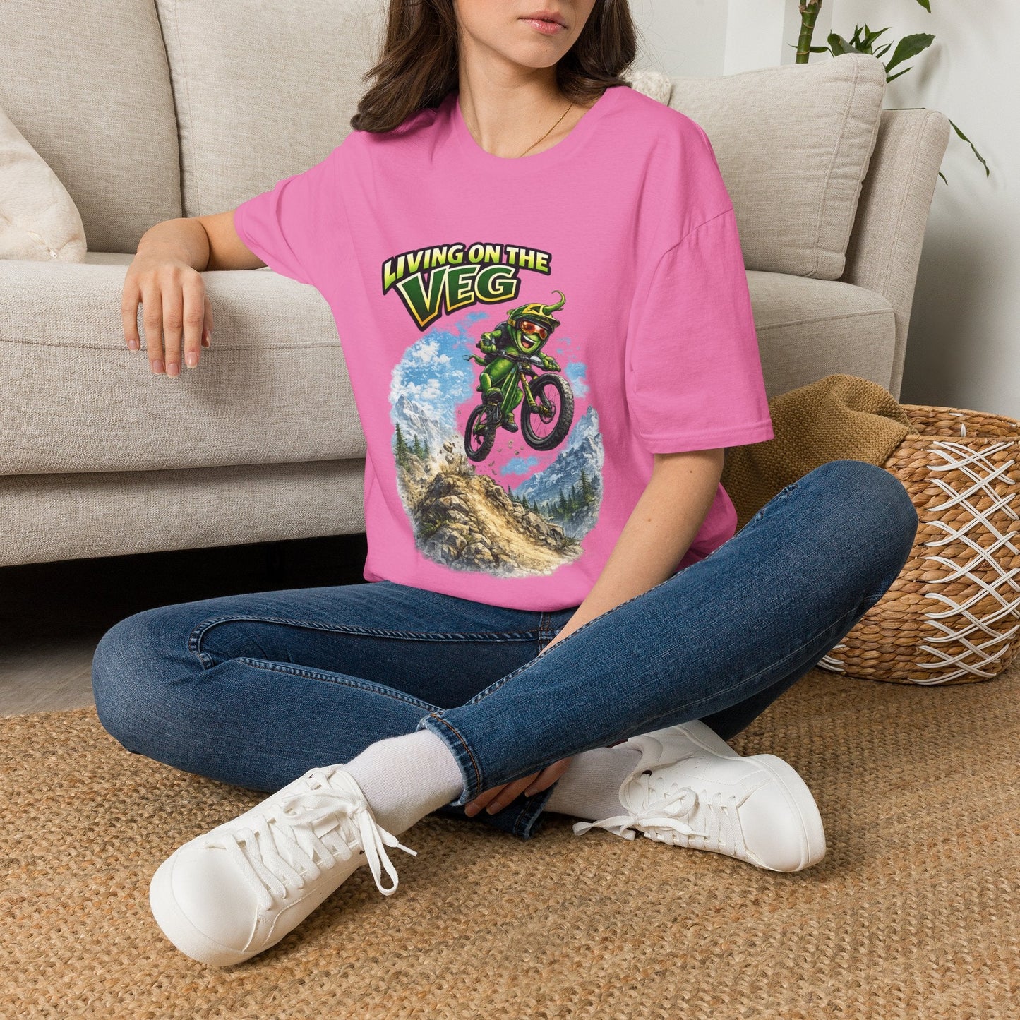 Mountain Biking Runner Bean T-Shirt - SJM Print Store