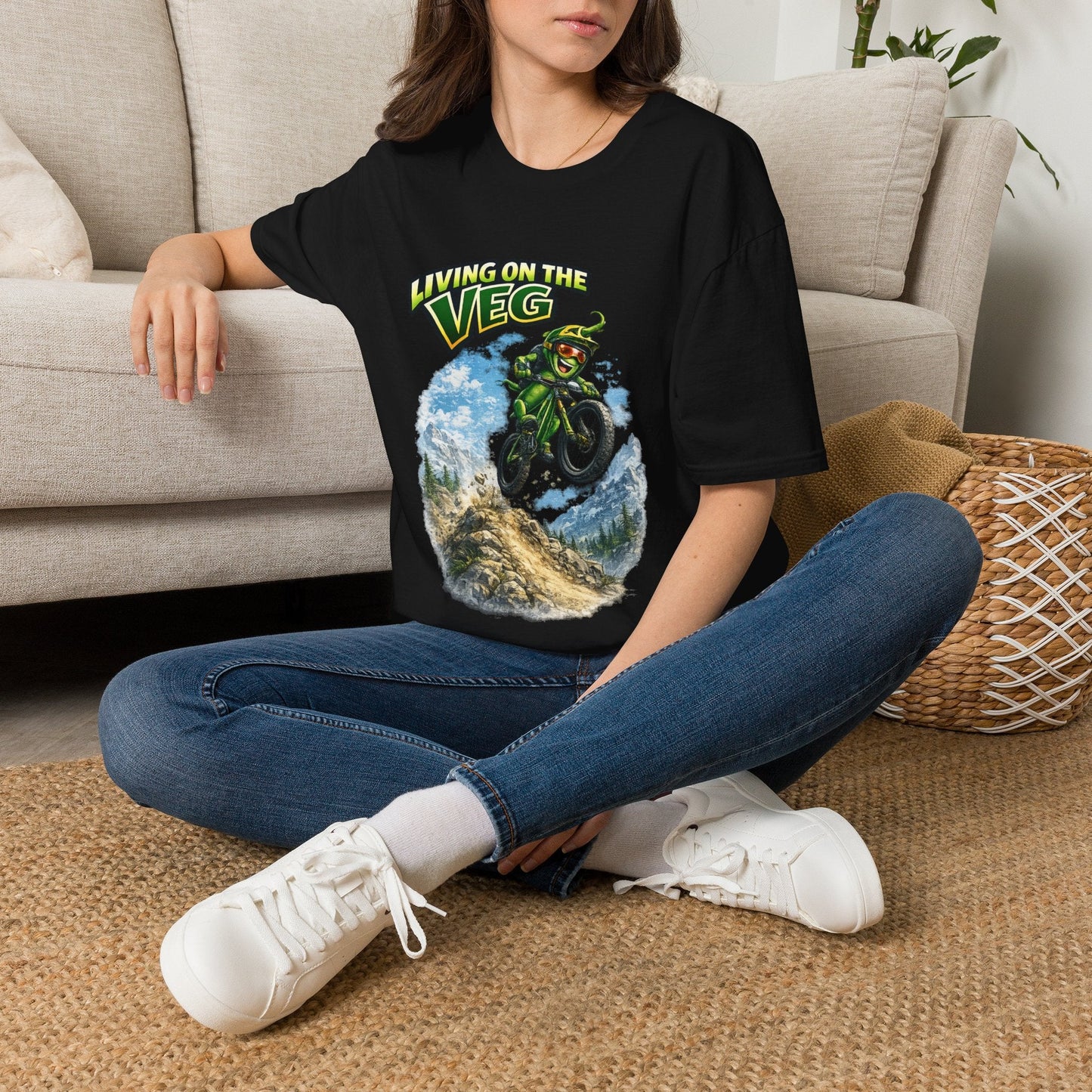 Mountain Biking Runner Bean T-Shirt - SJM Print Store