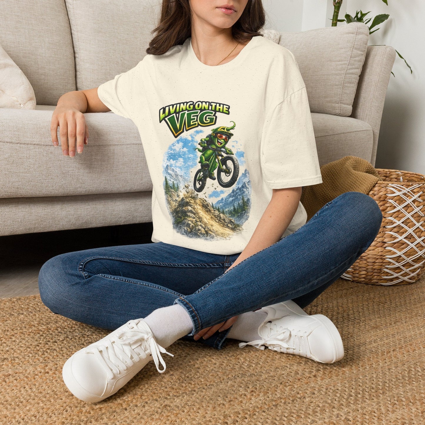 Mountain Biking Runner Bean T-Shirt - SJM Print Store