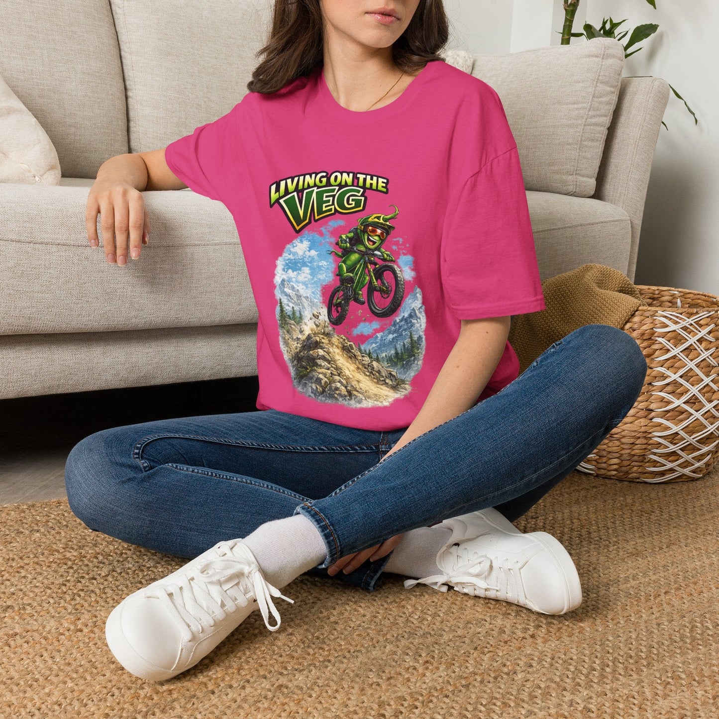 Mountain Biking Runner Bean T-Shirt - SJM Print Store