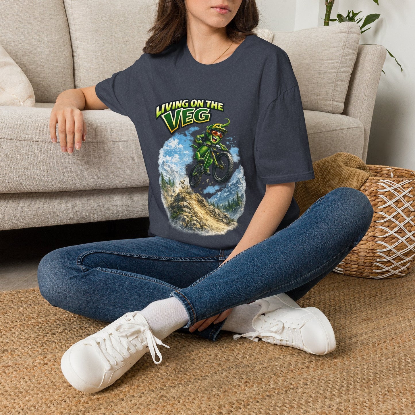 Mountain Biking Runner Bean T-Shirt - SJM Print Store