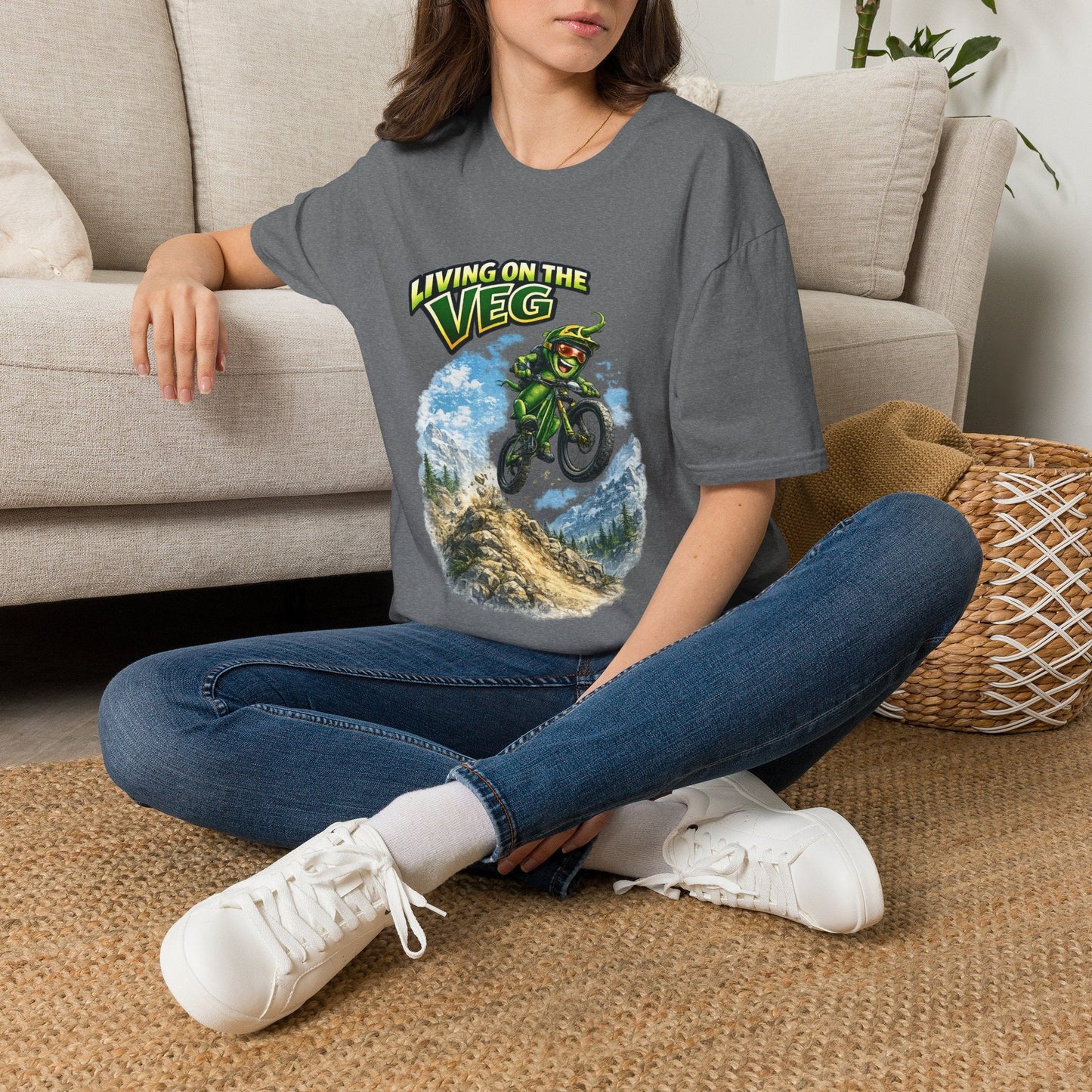 Mountain Biking Runner Bean T-Shirt - SJM Print Store