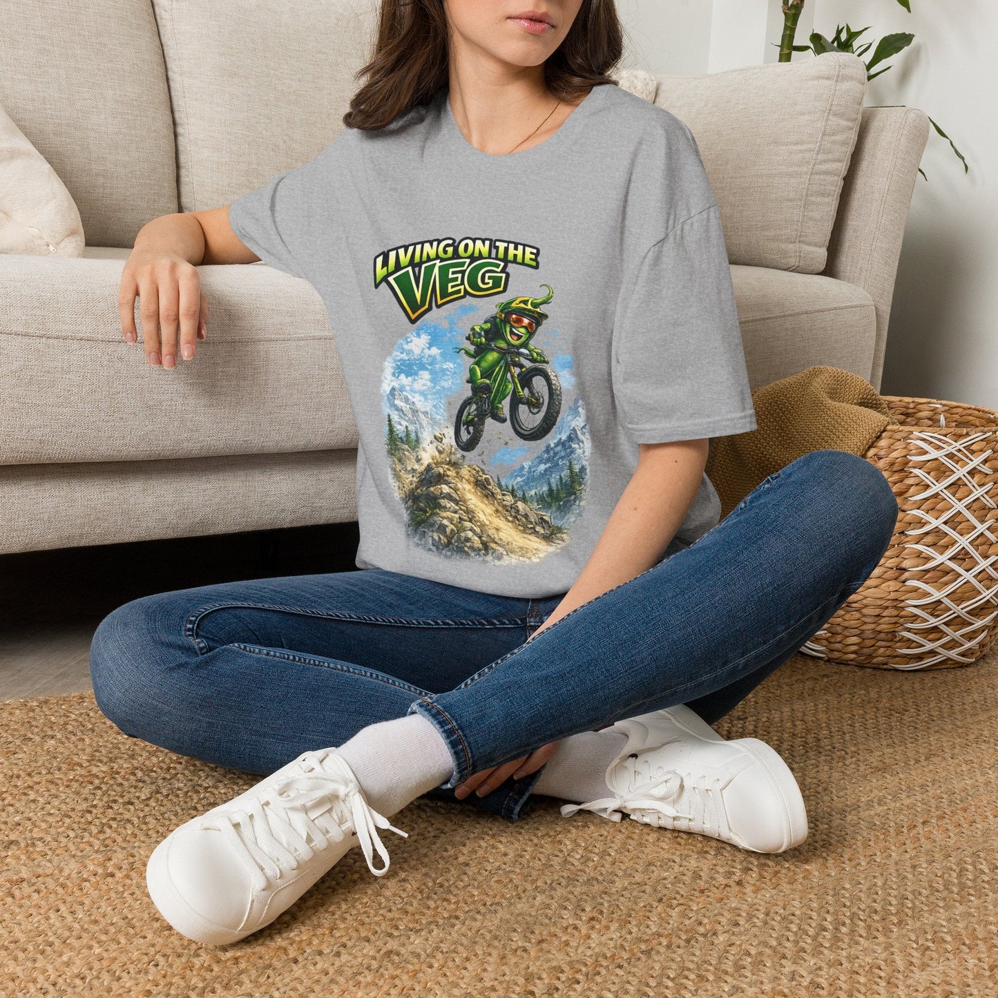 Mountain Biking Runner Bean T-Shirt - SJM Print Store