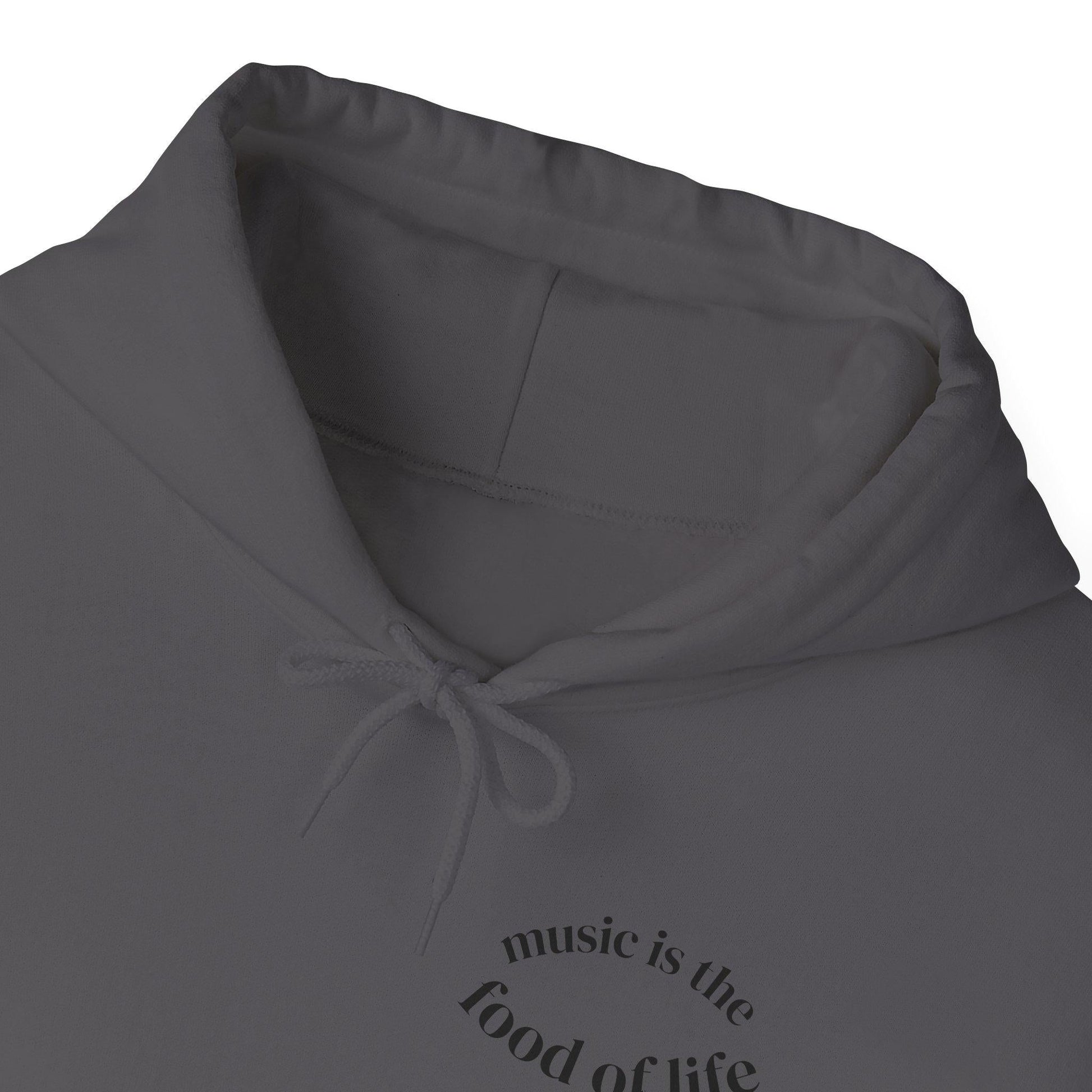 Music is the food of life Unisex Hooded Sweatshirt | Perfect Gift for Her or Him, Music Lovers, Birthdays, Christmas, Concerts, Cozy Wear, Relaxation - SJM Print Store