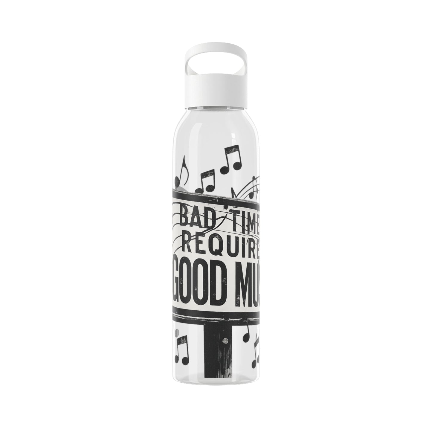 Music Water Bottle Bad Times Require Good Music Re useable Bottle - SJM Print Store