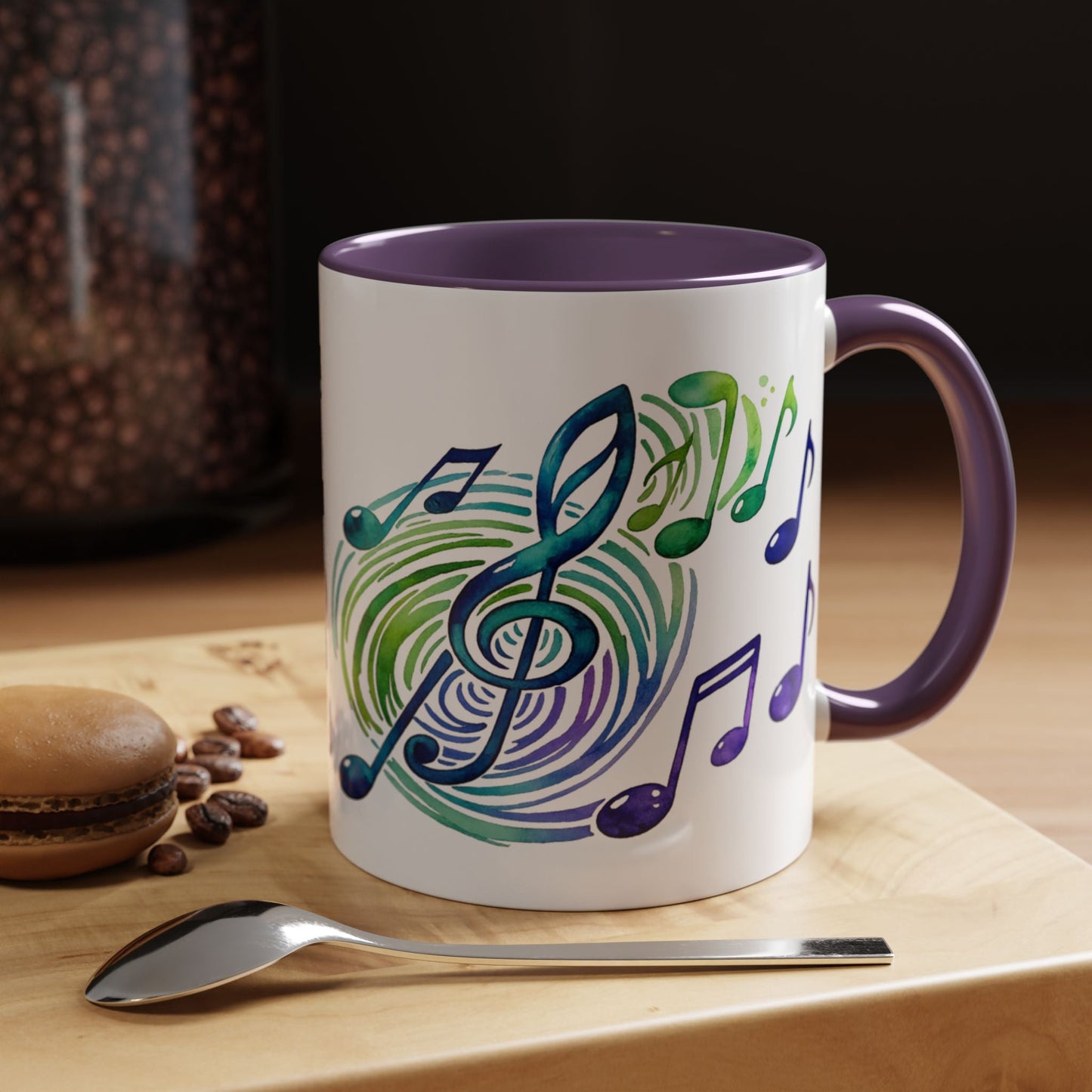 Musical Notes Accent Coffee Mug | Music Lover Mug | Gift for Singers, Musicians & Music Fans | Ceramic Accent Mug - SJM Print Store