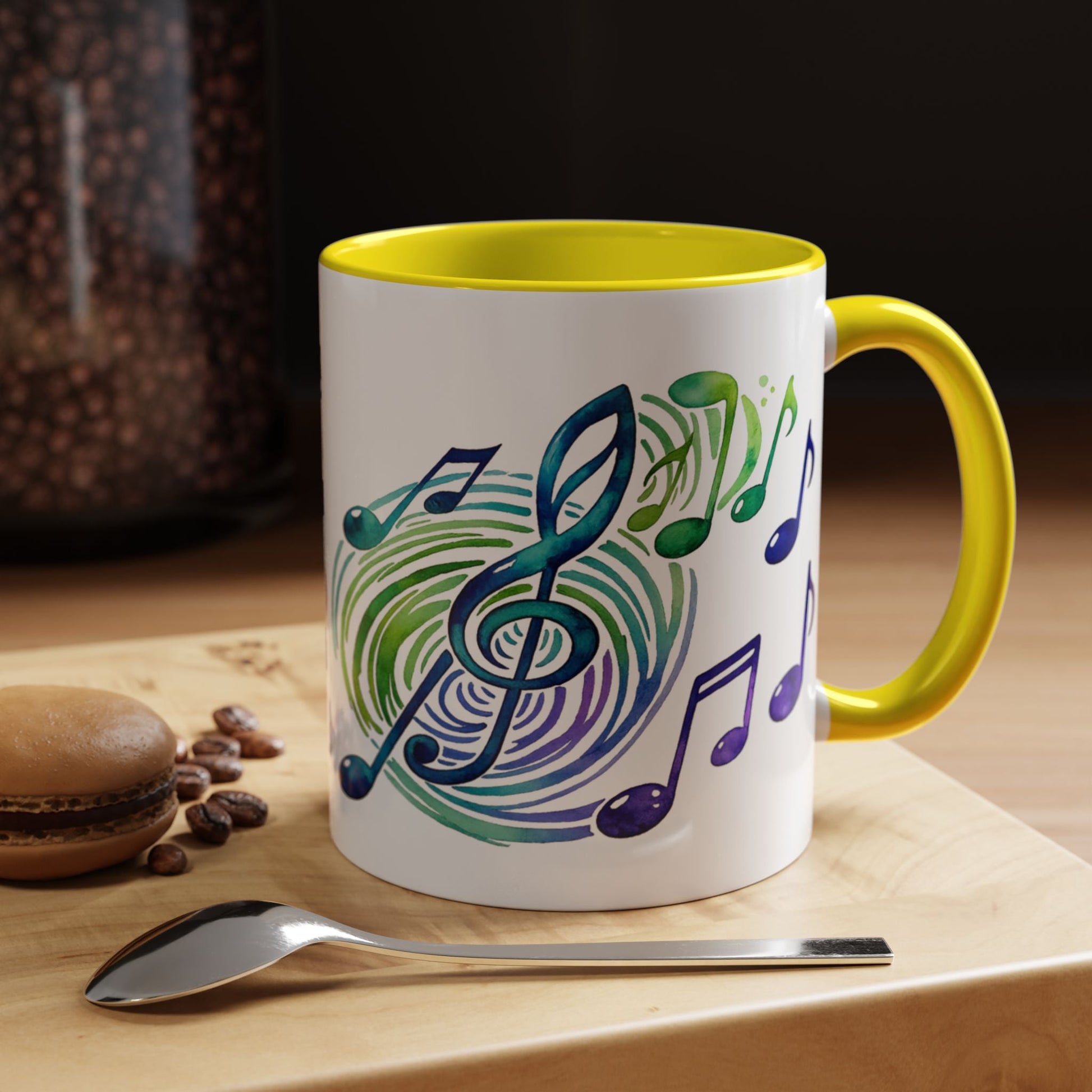Musical Notes Accent Coffee Mug | Music Lover Mug | Gift for Singers, Musicians & Music Fans | Ceramic Accent Mug - SJM Print Store