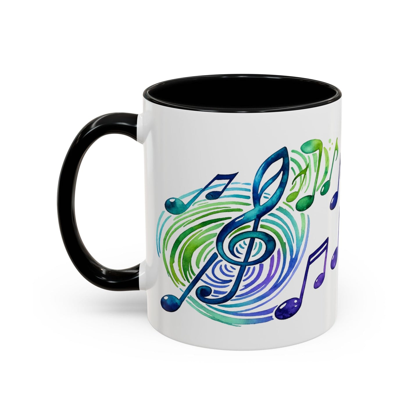 Musical Notes Accent Coffee Mug | Music Lover Mug | Gift for Singers, Musicians & Music Fans | Ceramic Accent Mug - SJM Print Store