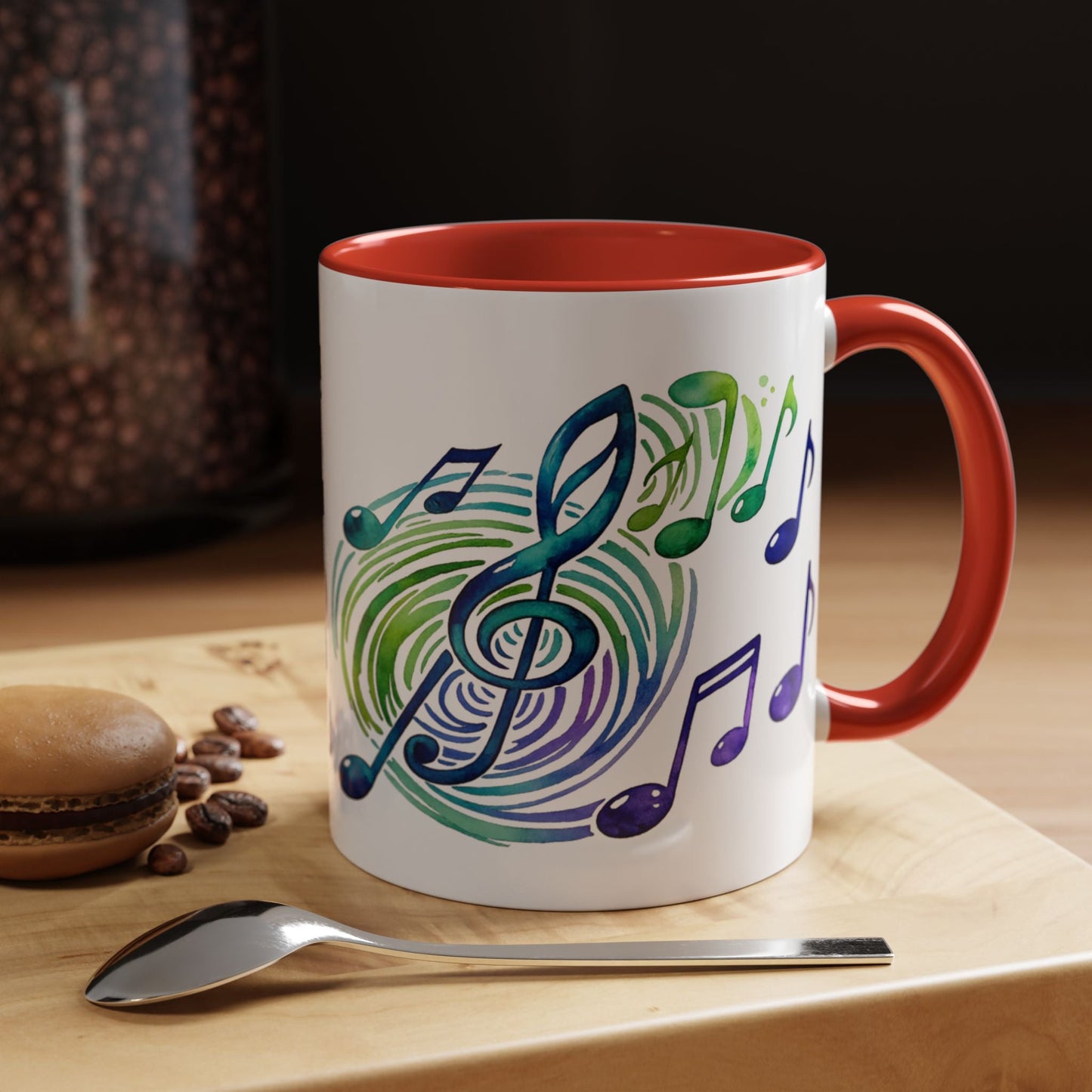Musical Notes Accent Coffee Mug | Music Lover Mug | Gift for Singers, Musicians & Music Fans | Ceramic Accent Mug - SJM Print Store