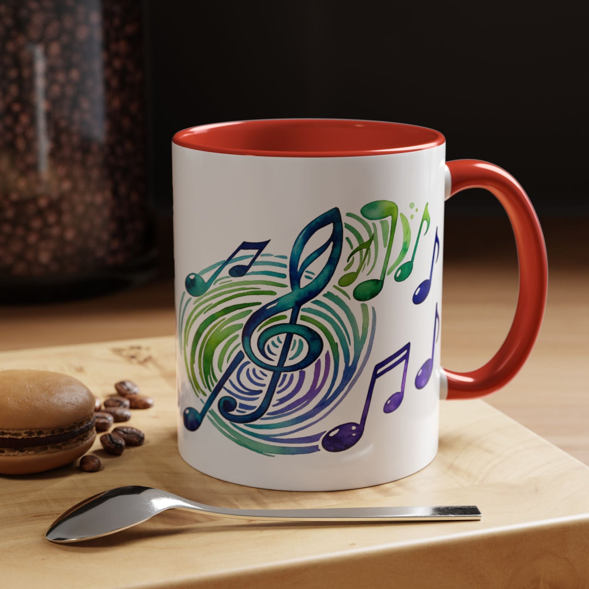 Musical Notes Accent Coffee Mug | Music Lover Mug | Gift for Singers, Musicians & Music Fans | Ceramic Accent Mug - SJM Print Store