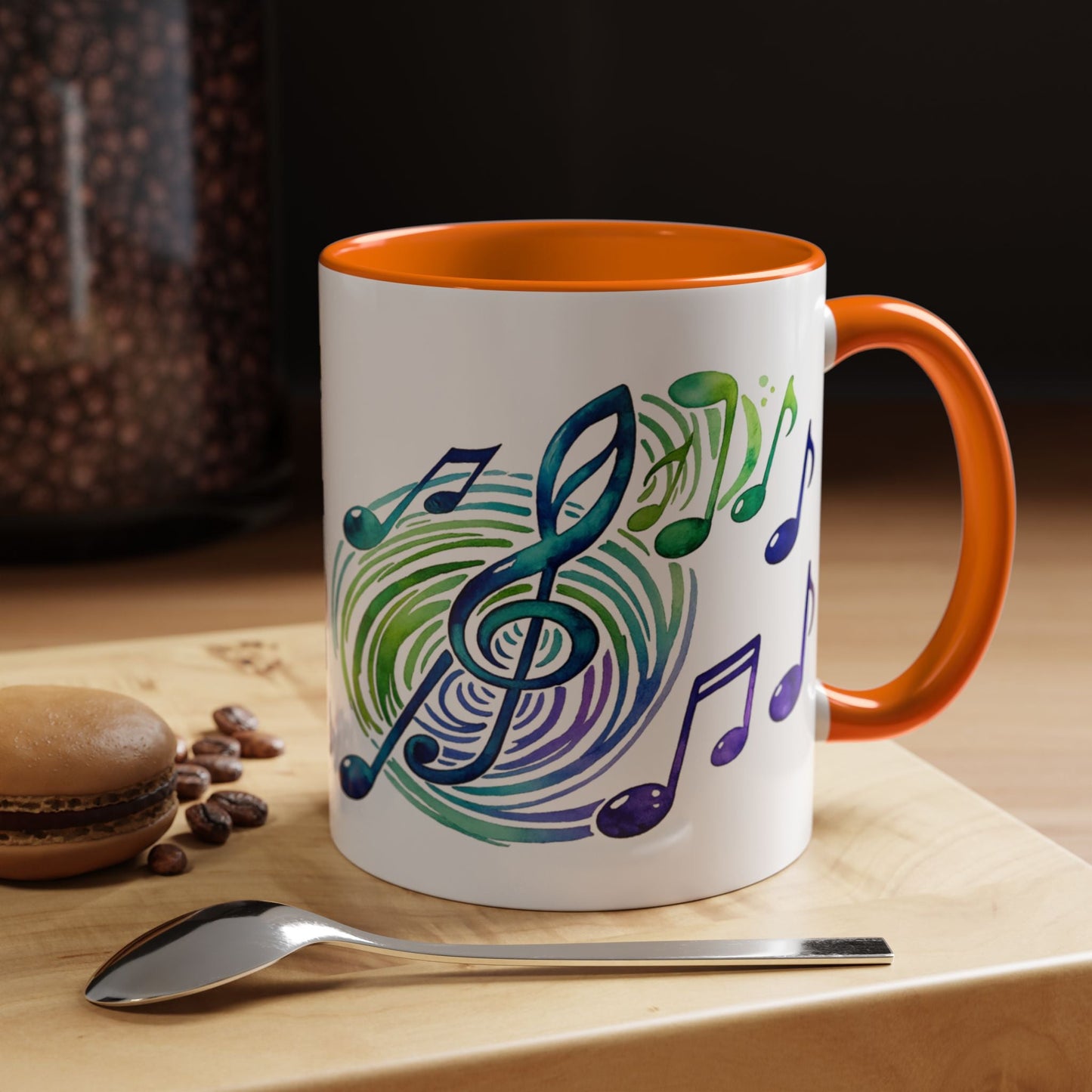 Musical Notes Accent Coffee Mug | Music Lover Mug | Gift for Singers, Musicians & Music Fans | Ceramic Accent Mug - SJM Print Store