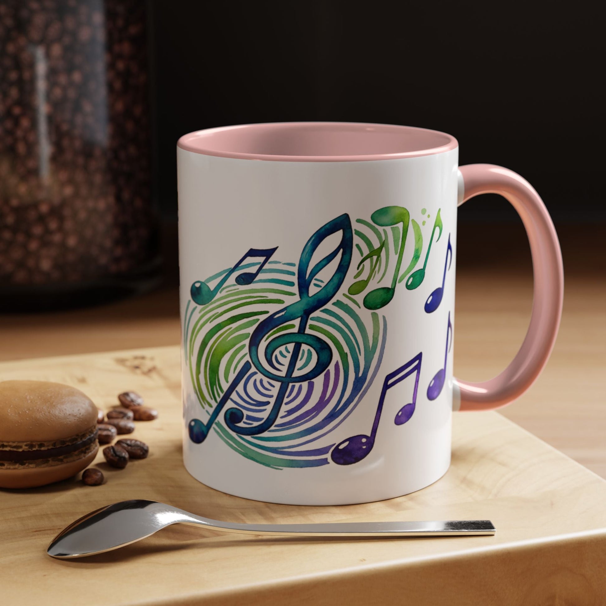 Musical Notes Accent Coffee Mug | Music Lover Mug | Gift for Singers, Musicians & Music Fans | Ceramic Accent Mug - SJM Print Store